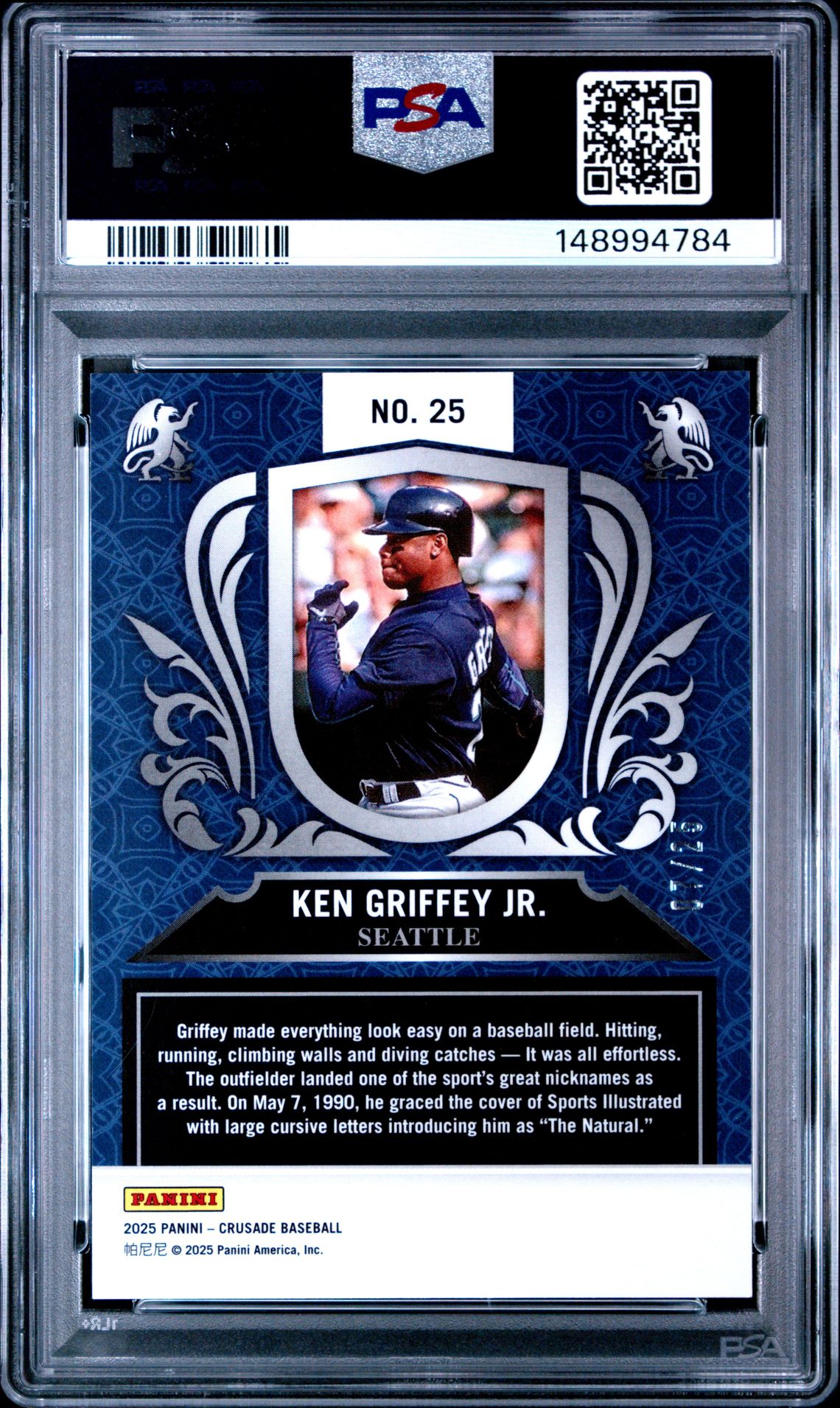 2025 Panini Crusade Crusade Inserts Ken Griffey Jr. #25 (Insert-Red) Mint 9 back