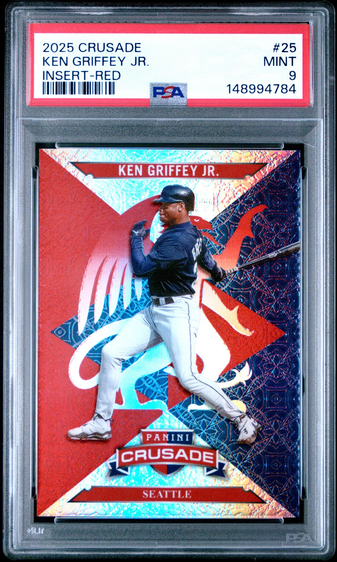2025 Panini Crusade Crusade Inserts Ken Griffey Jr. #25 (Insert-Red) Mint 9 front