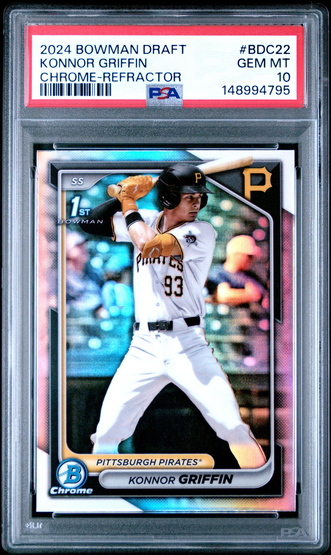 2024 Bowman Draft Konnor Griffin #Bdc22 (Chrome-Refractor) Gem Mt 10 front