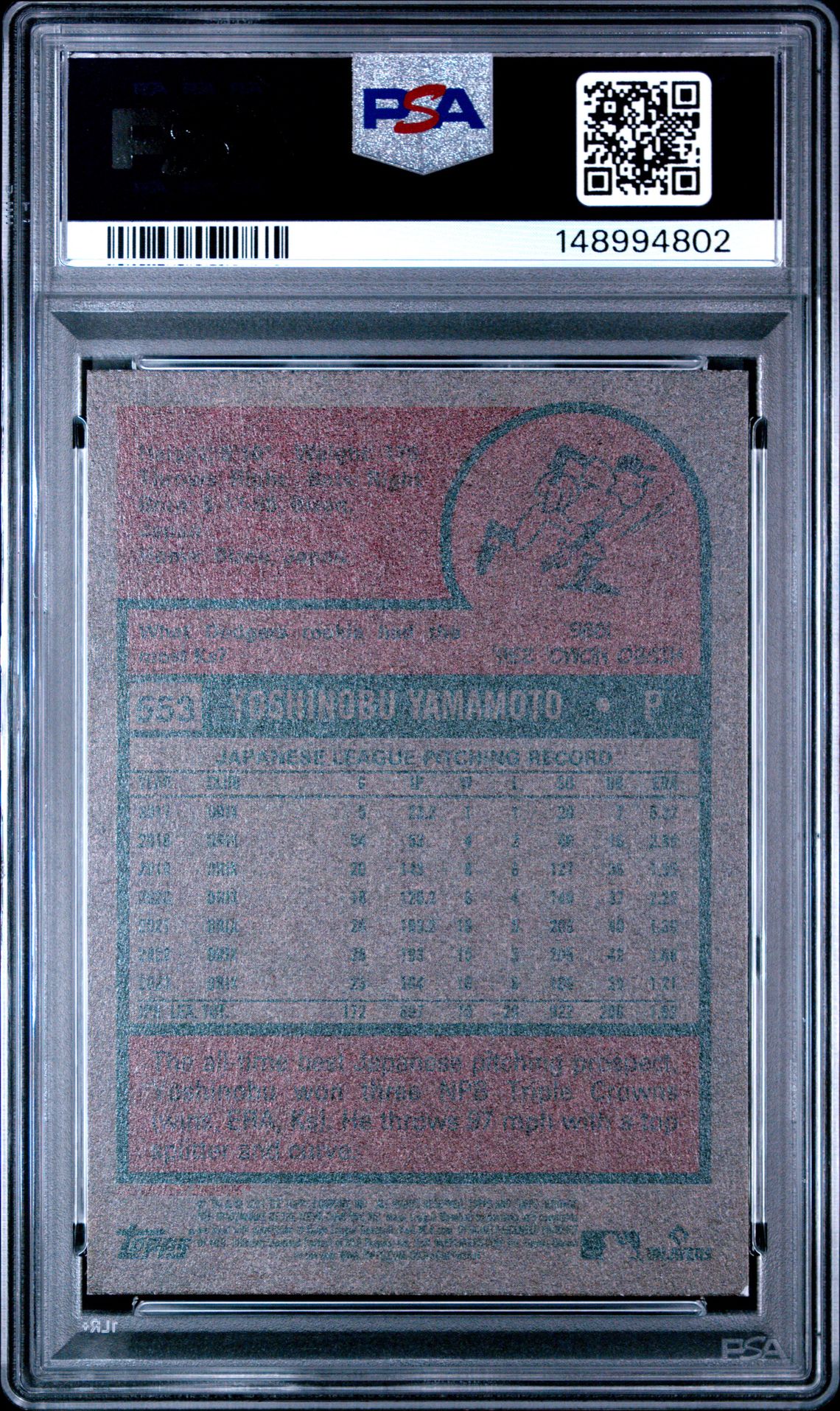 2024 Topps Heritage Yoshinobu Yamamoto #553 Mint 9 back
