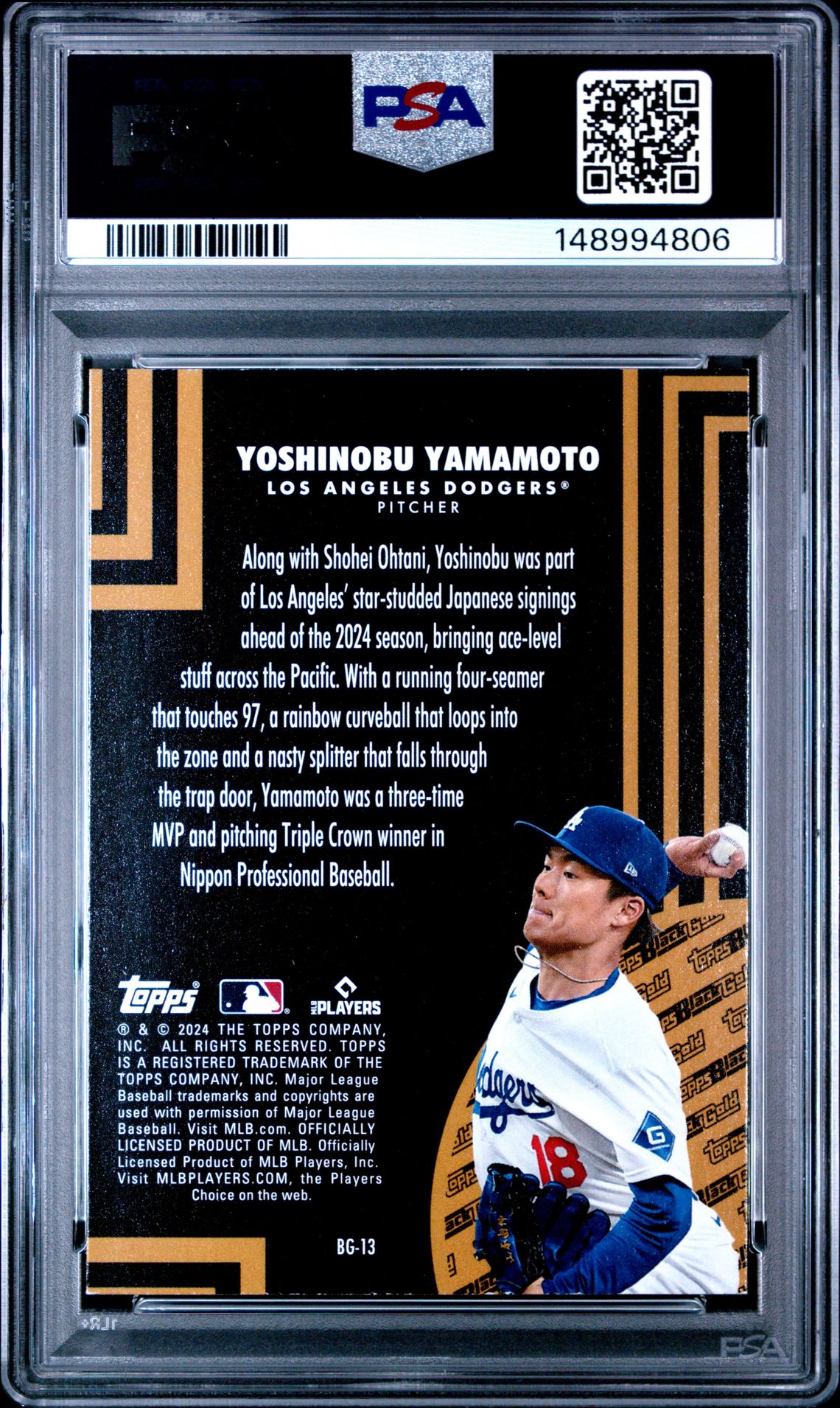 2024 Topps Update Topps Black Gold Yoshinobu Yamamoto #Bg13 Nm-Mt 8 back
