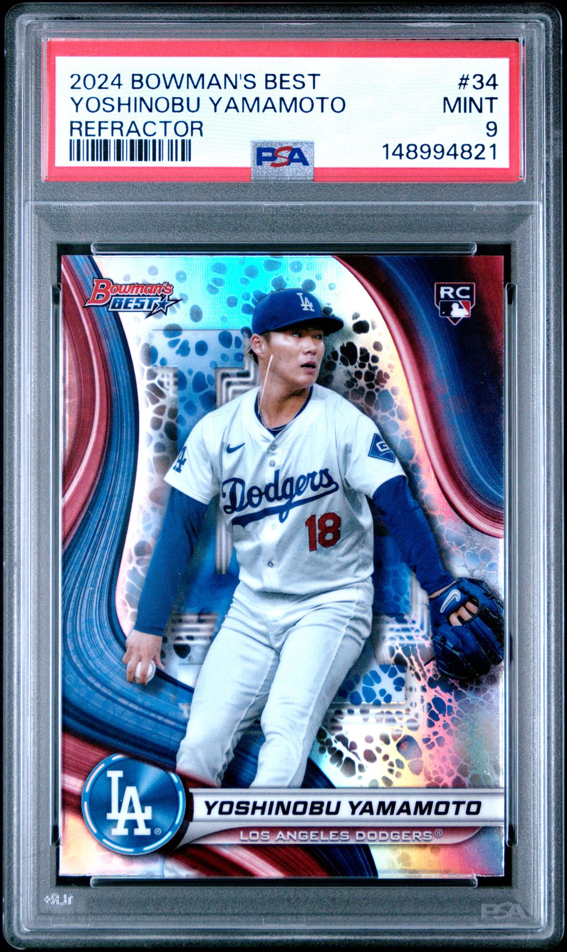 2024 Bowman's Best Yoshinobu Yamamoto #34 (Refractor) Mint 9 front