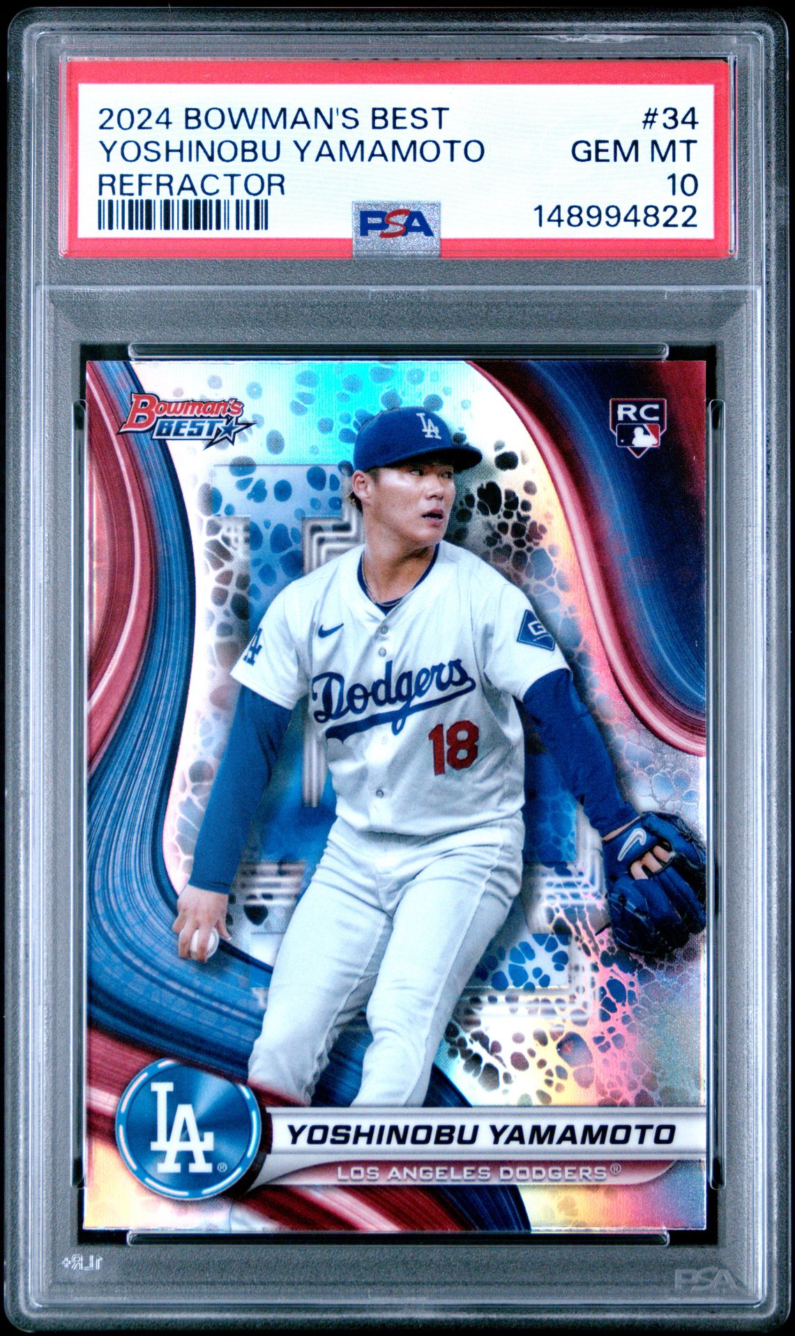 2024 Bowman's Best Yoshinobu Yamamoto #34 (Refractor) Gem Mt 10 front