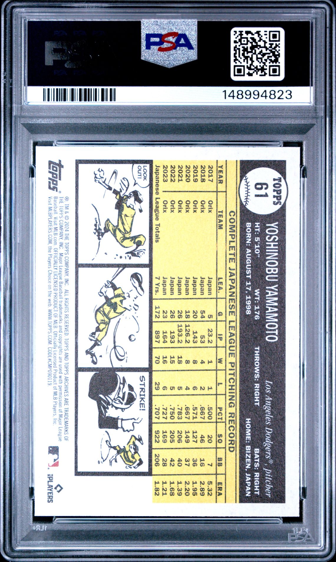 2024 Topps Archives Yoshinobu Yamamoto #61 Nm-Mt 8 back