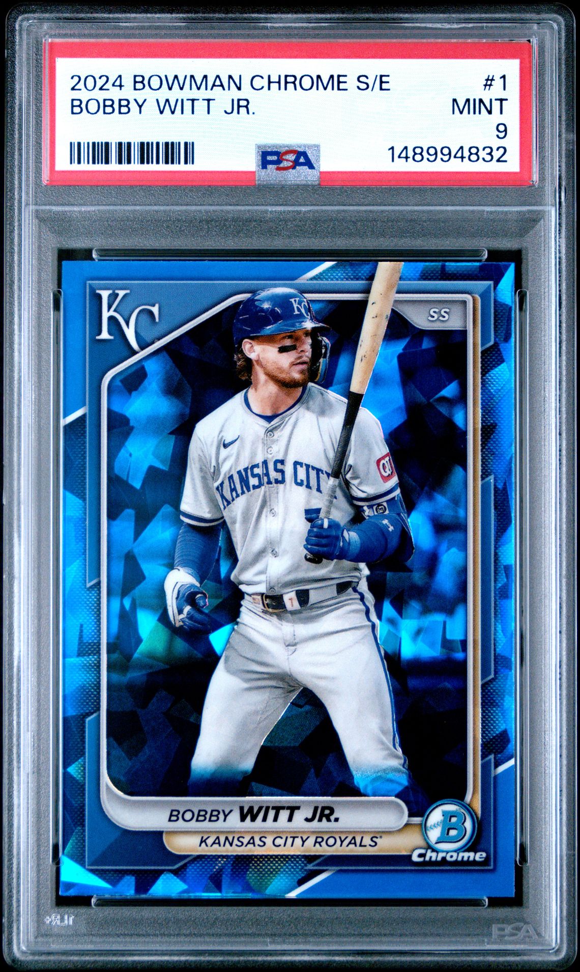 2024 Bowman Chrome Sapphire Edition Bobby Witt Jr. #1 Mint 9 front