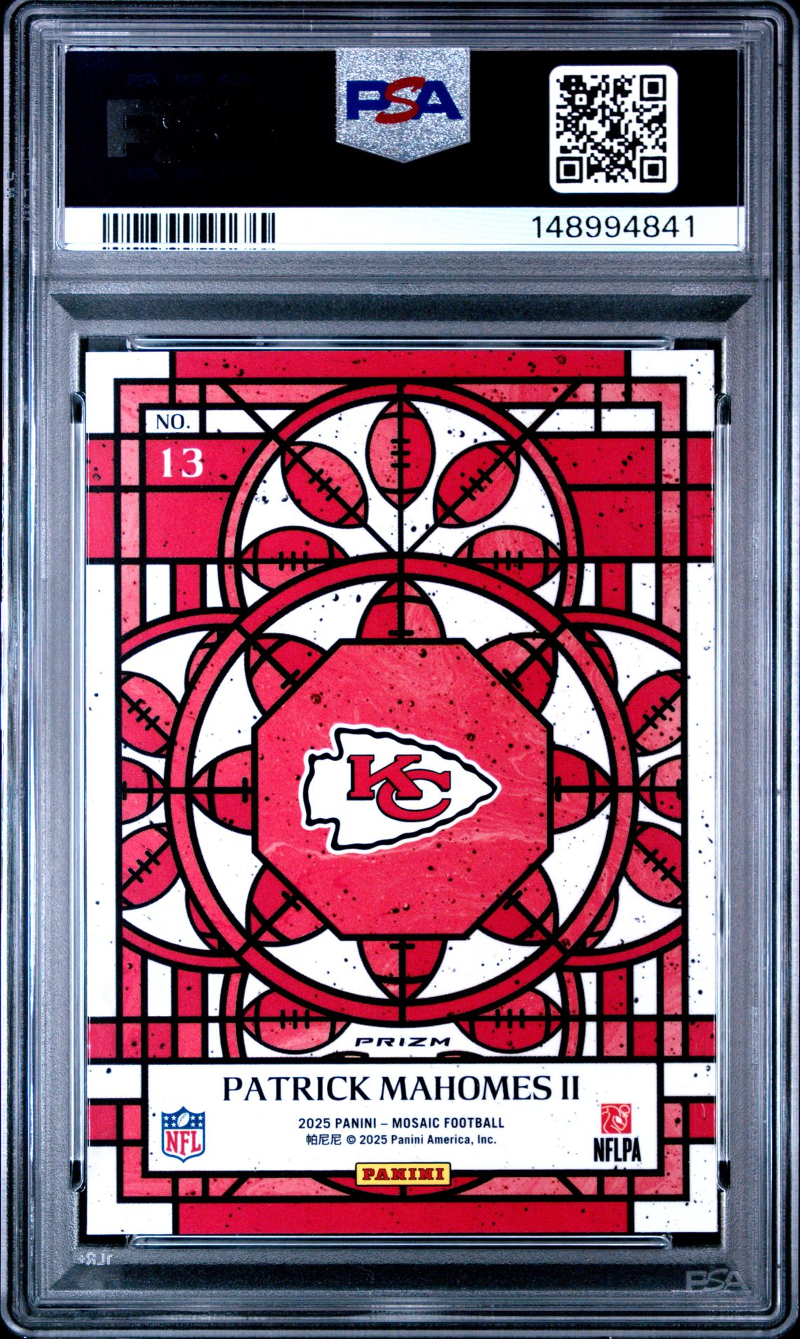 2025 Panini Mosaic Stained Glass Patrick Mahomes Ii #13 Mint 9 back