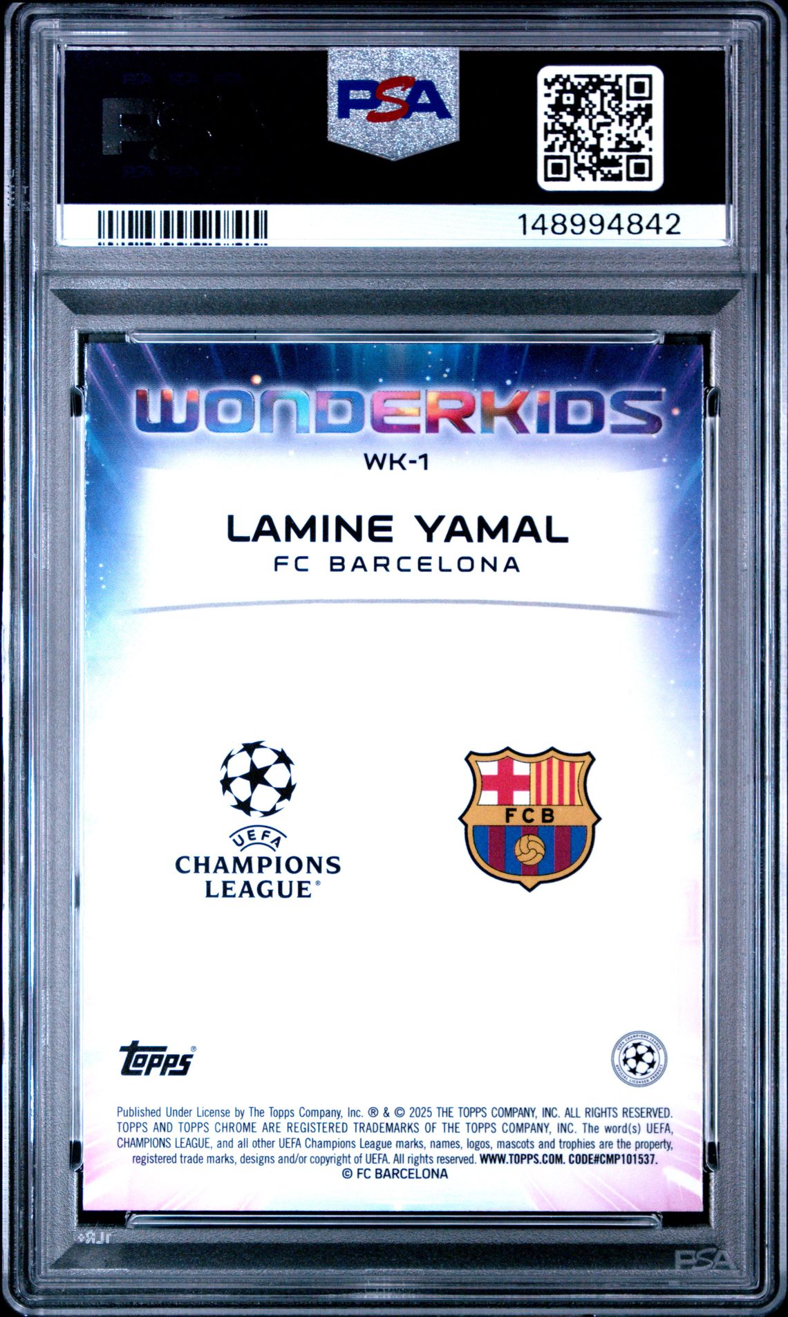 2024-25 Topps Chrome Uefa Club Competitions Wonderkids Lamine Yamal #Wk1 Mint 9 back