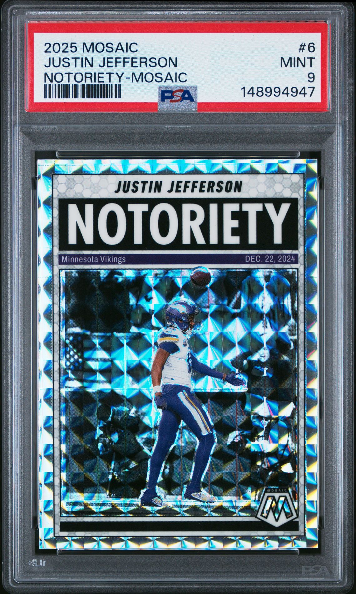 2025 Panini Mosaic Notoriety Justin Jefferson #6 (Notoriety-Mosaic) Mint 9 front