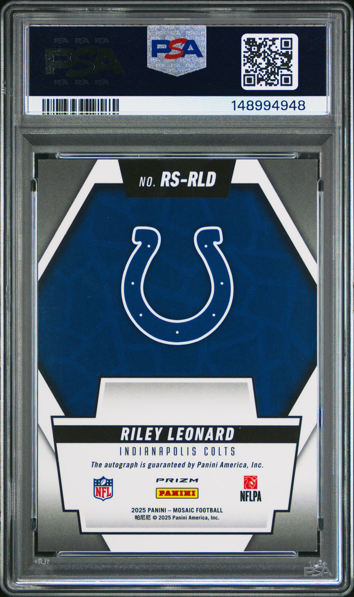 2025 Panini Mosaic Rookie Scripts Riley Leonard #Rs-Rld Mint 9 back