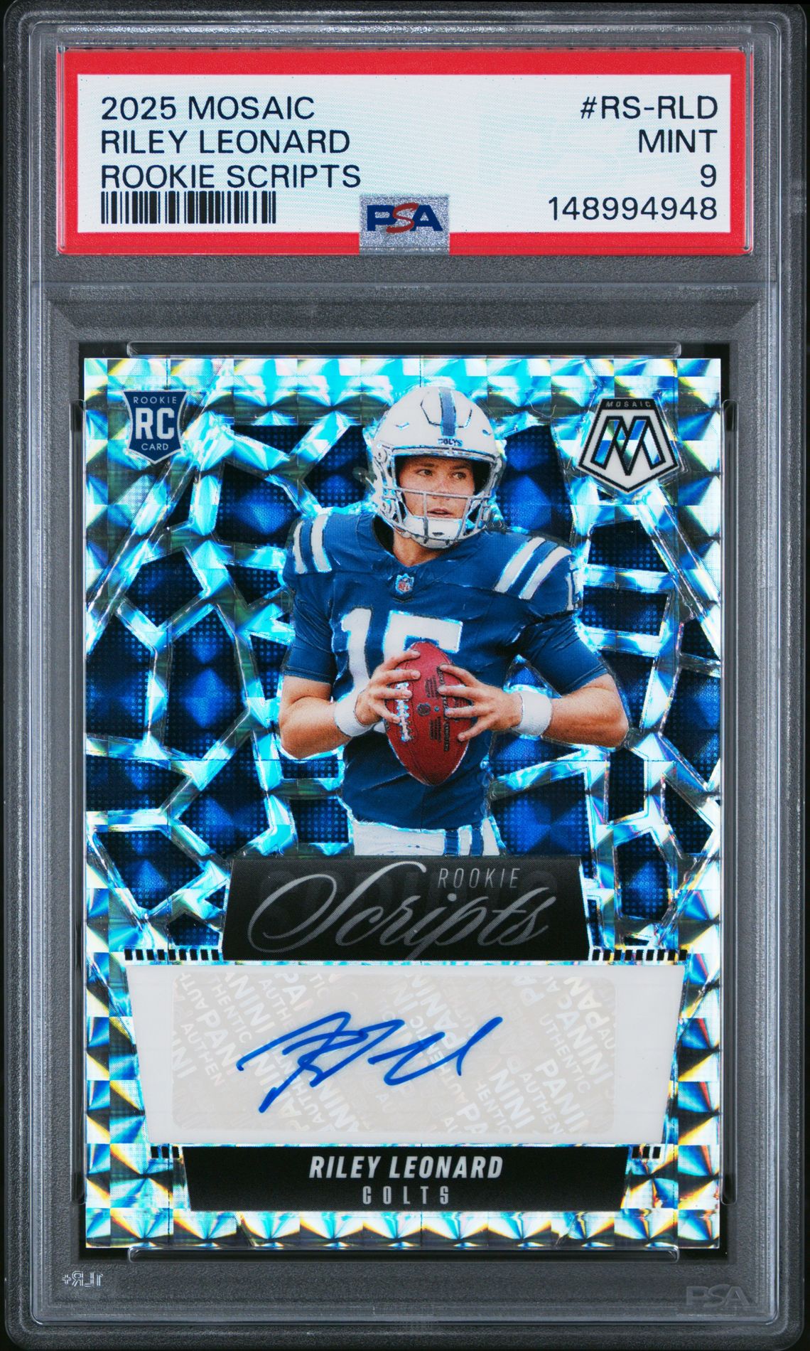 2025 Panini Mosaic Rookie Scripts Riley Leonard #Rs-Rld Mint 9 front