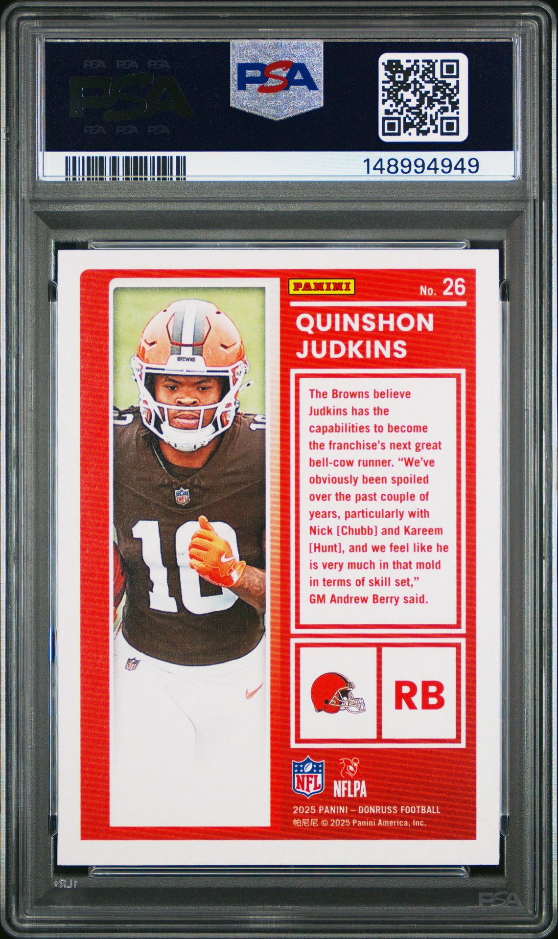 2025 Panini Donruss The Rookies Quinshon Judkins #26 Nm-Mt 8 back