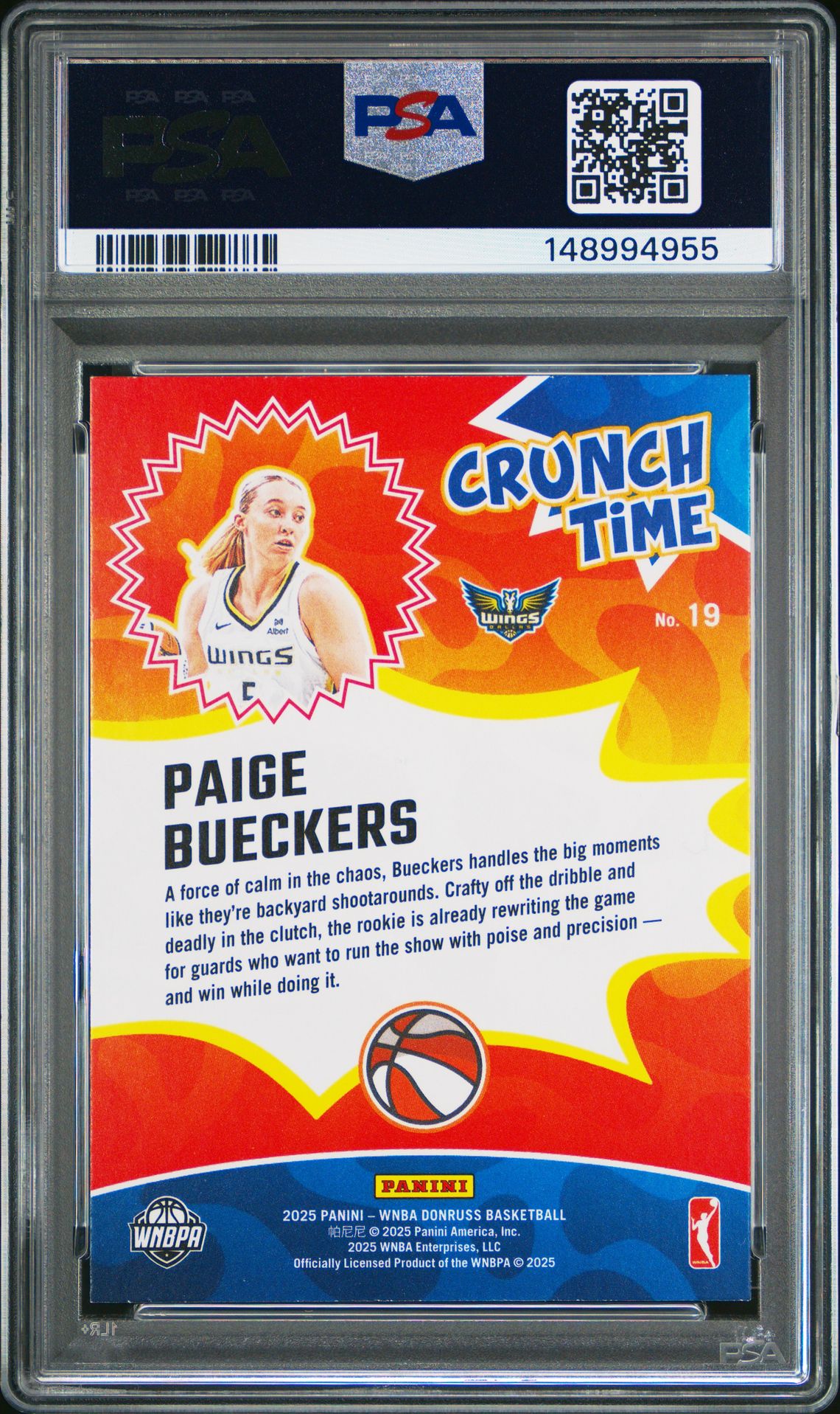 2025 Panini Donruss Wnba Crunch Time Paige Bueckers #19 Nm-Mt+ 8.5 back