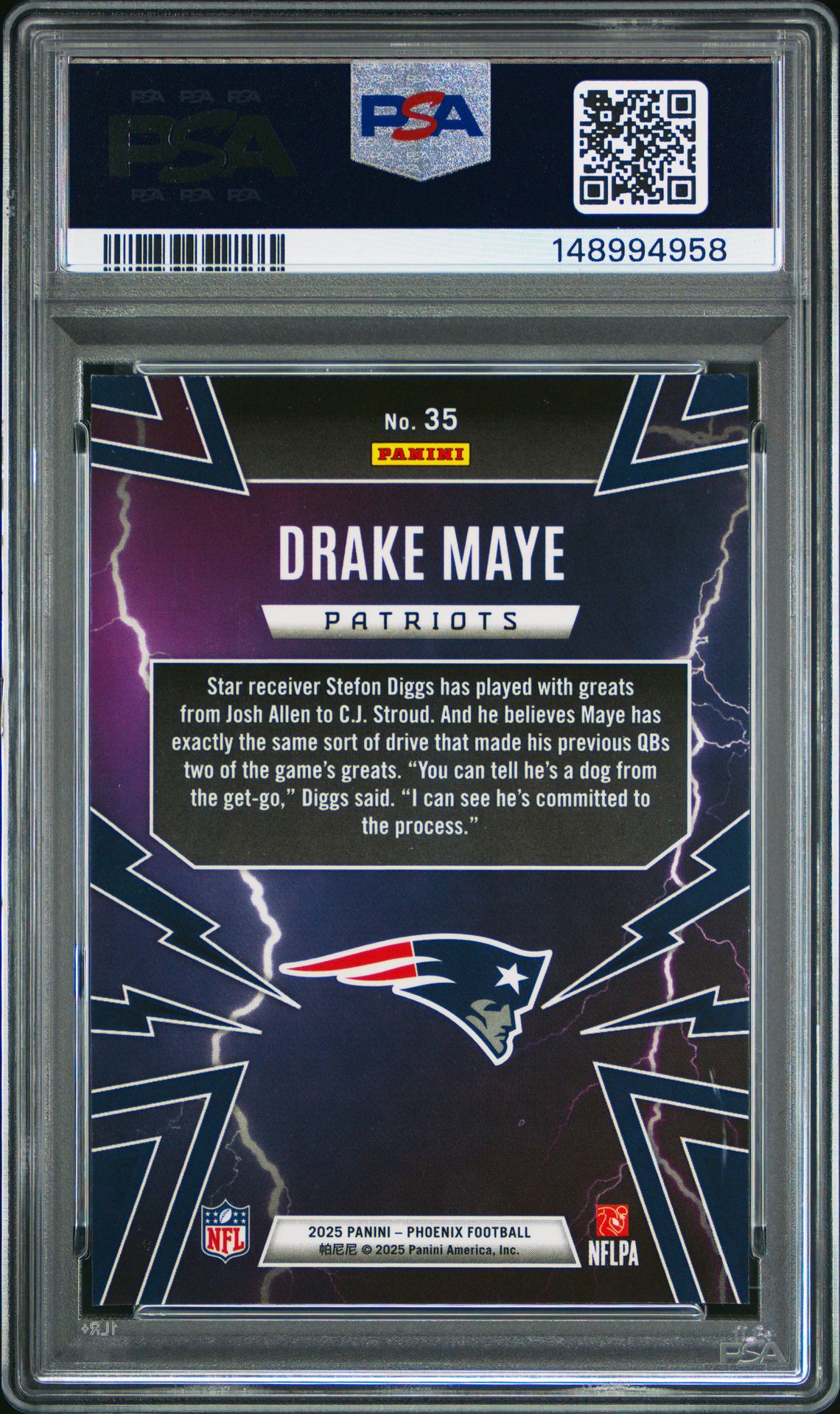 2025 Panini Phoenix Thunderbirds Drake Maye #35 Mint 9 back