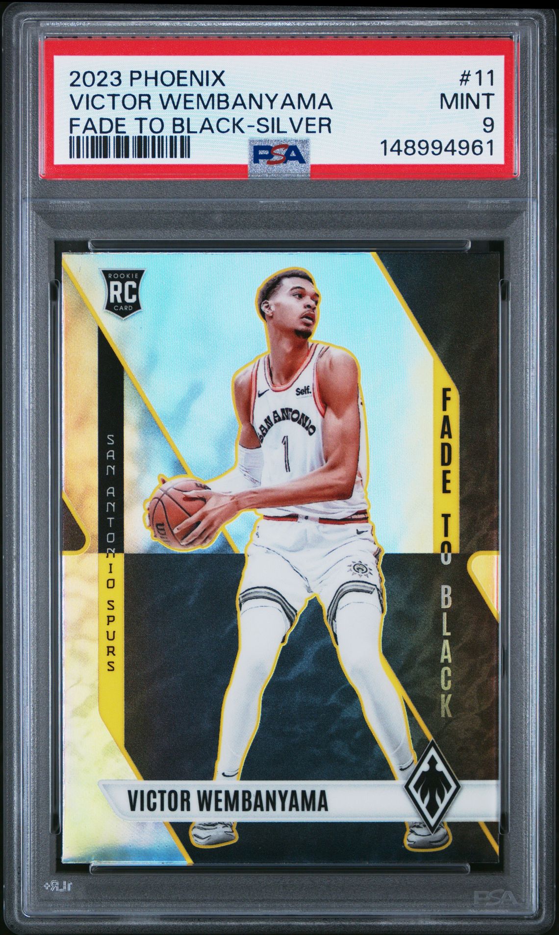 2023 Panini Phoenix Fade To Black Victor Wembanyama #11 (Fade To Black-Silver) Mint 9 front