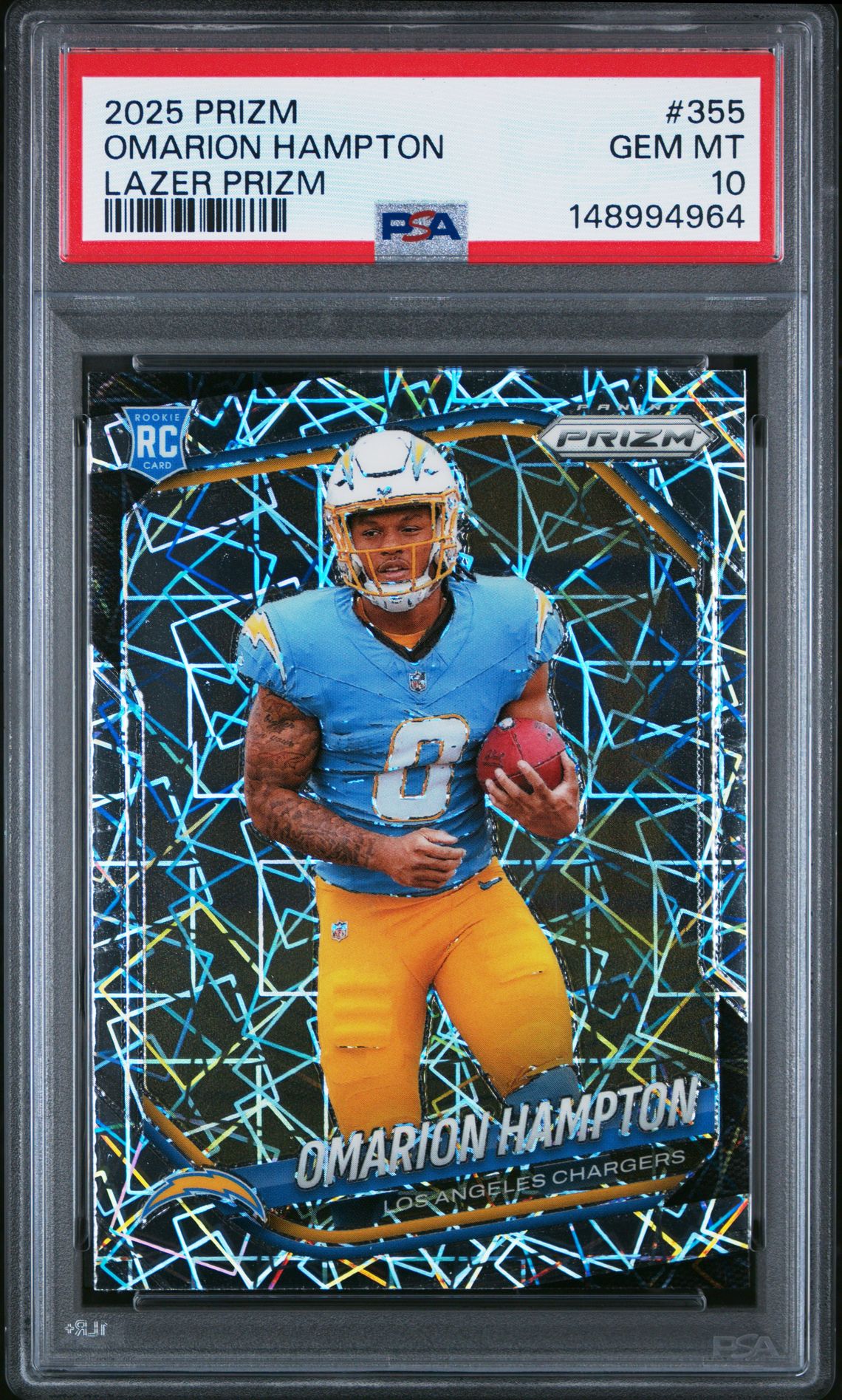 2025 Panini Prizm Omarion Hampton #355 (Lazer Prizm) Gem Mt 10 front