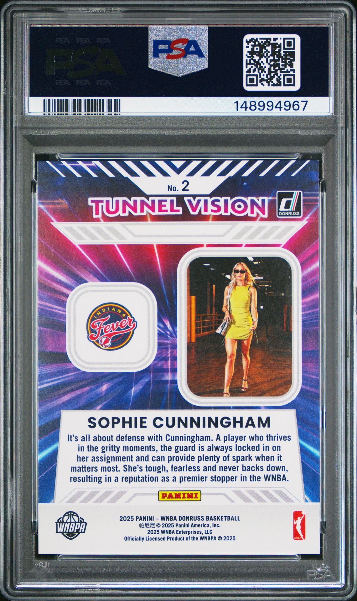 2025 Panini Donruss Wnba Tunnel Vision Sophie Cunningham #2 (Tnnl Vsn-Green Fireworks) Mint 9 back