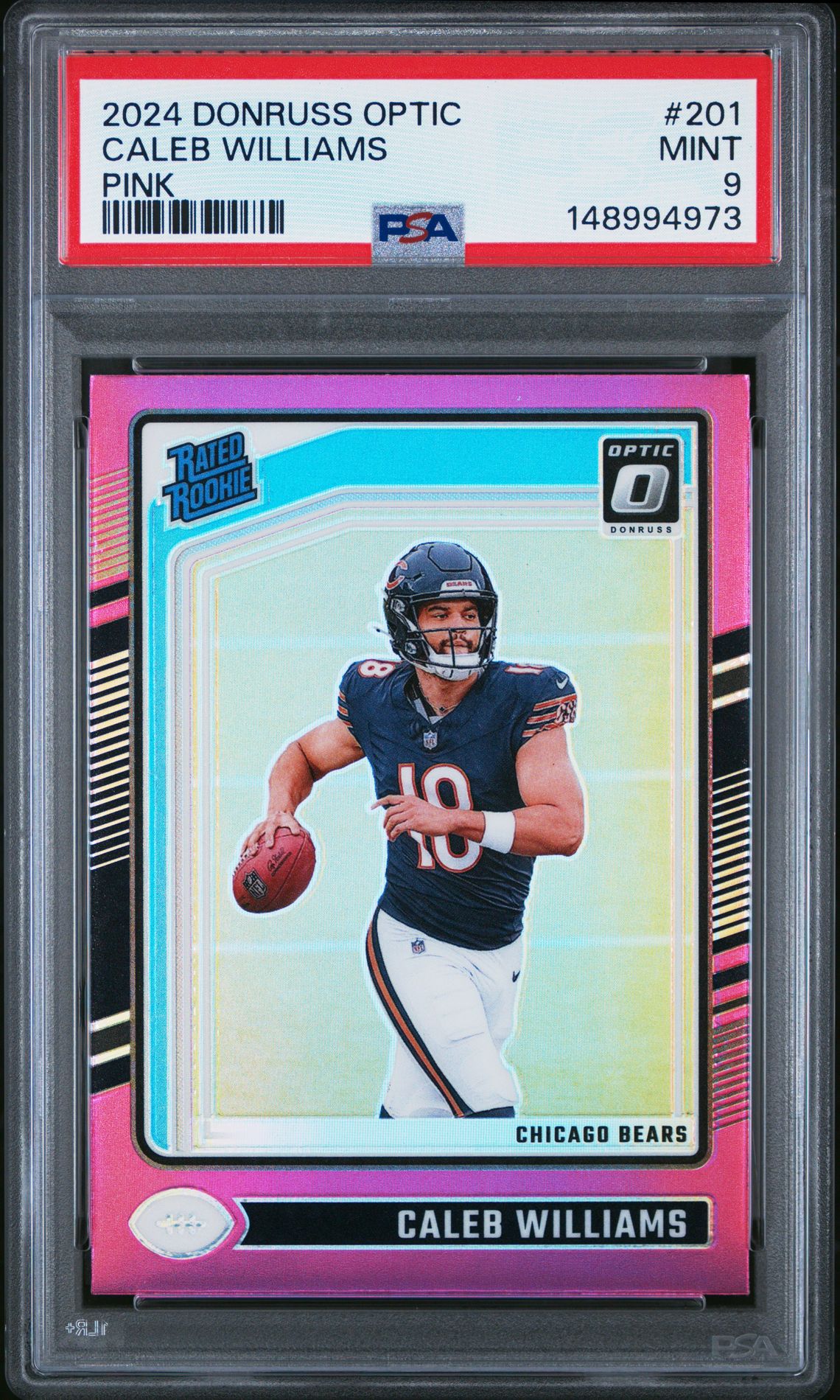 2024 Panini Donruss Optic Caleb Williams #201 (Pink) Mint 9 front