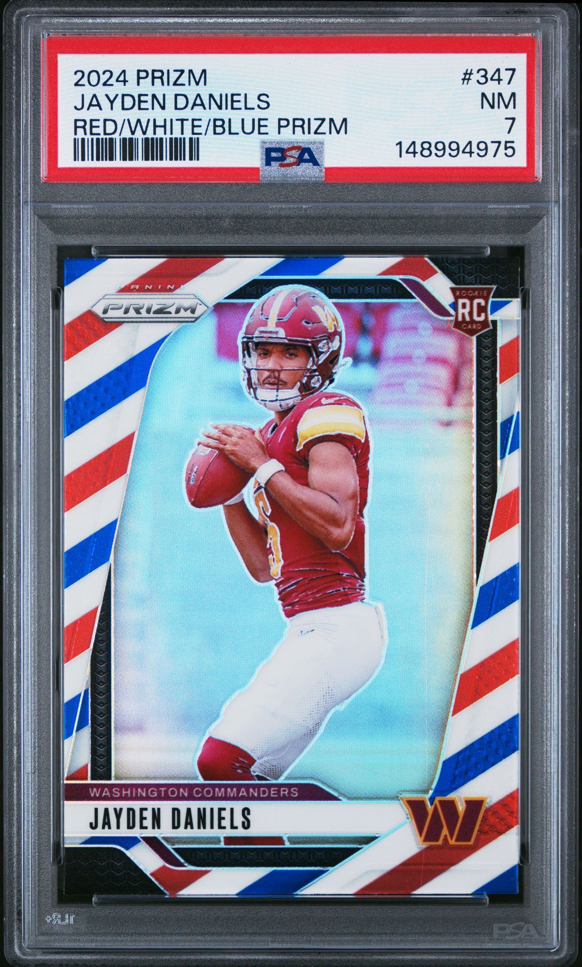 2024 Panini Prizm Jayden Daniels #347 (Red/White/Blue Prizm) Nm 7 front