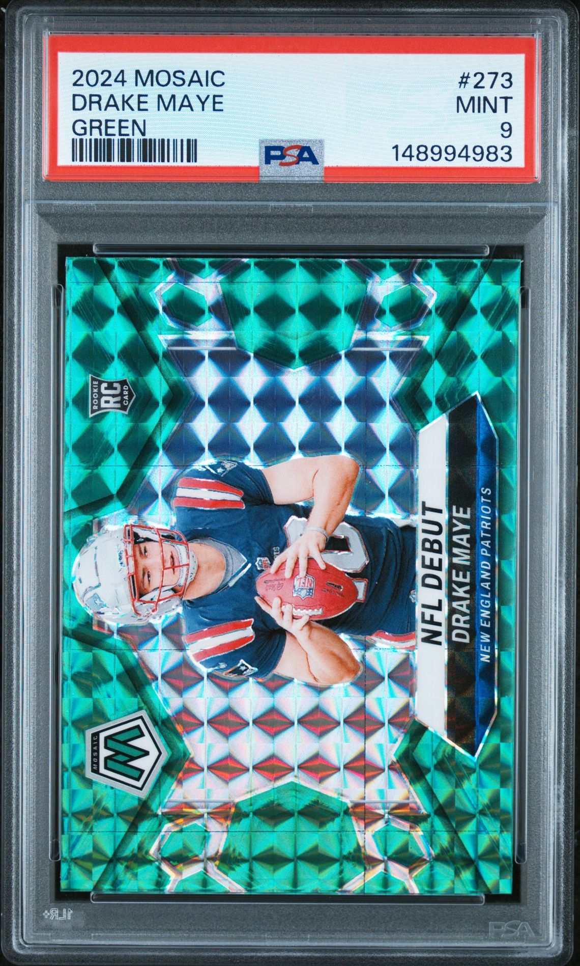 2024 Panini Mosaic Drake Maye #273 (Green) Mint 9 front