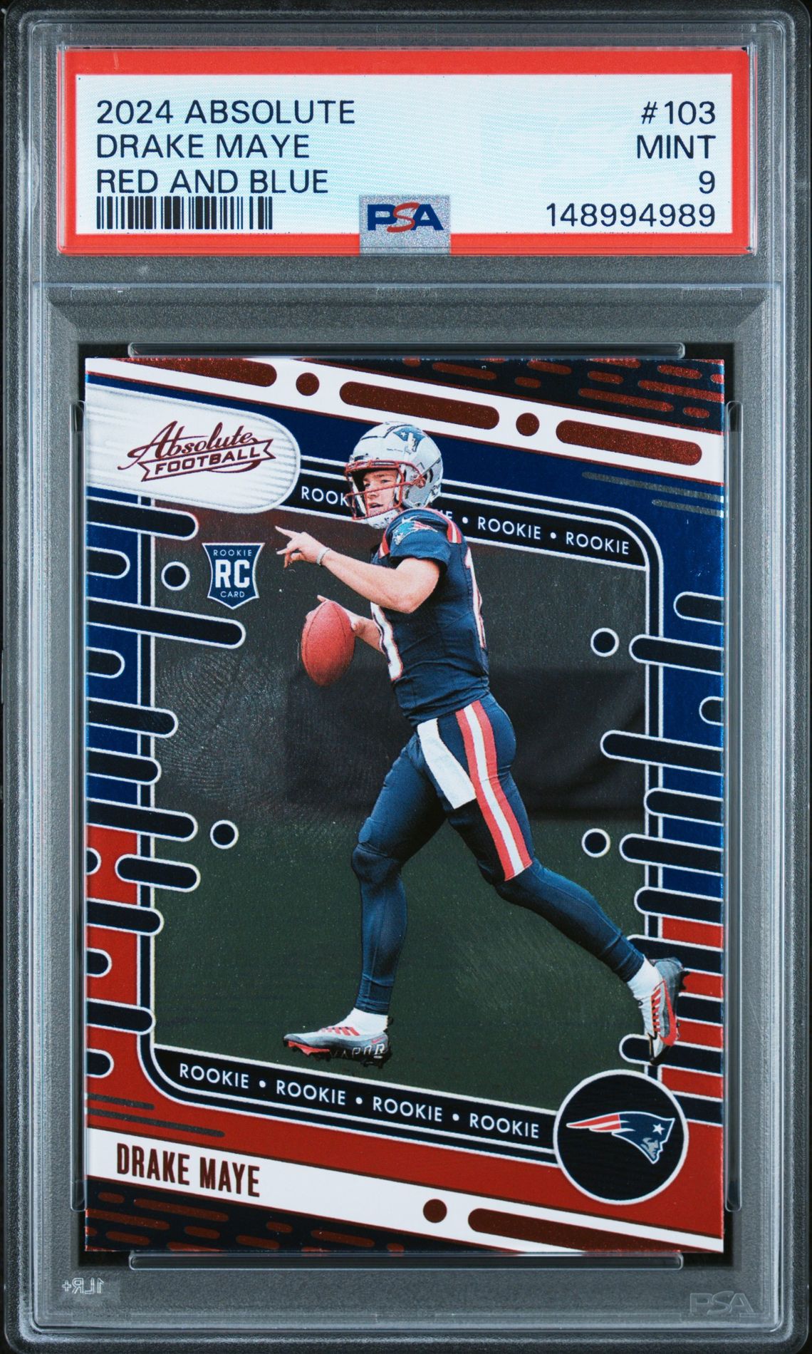 2024 Panini Absolute Drake Maye #103 (Red And Blue) Mint 9 front