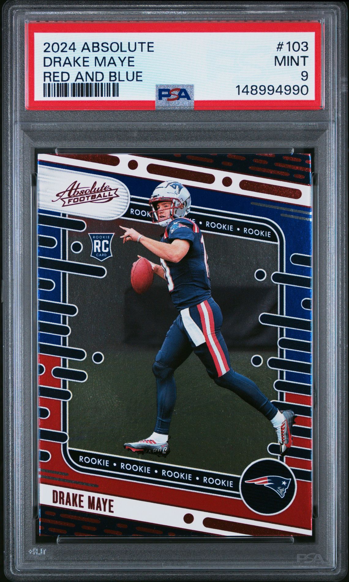 2024 Panini Absolute Drake Maye #103 (Red And Blue) Mint 9 front