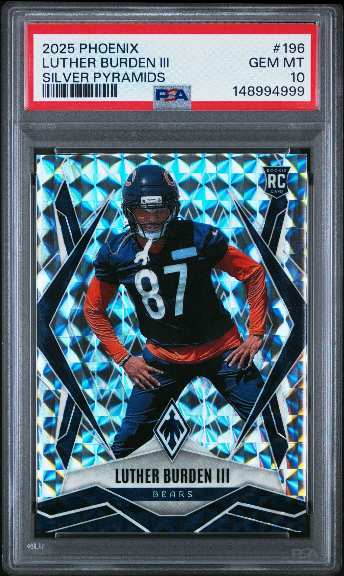 2025 Panini Phoenix Luther Burden Iii #196 (Silver Pyramids) Gem Mt 10 front view - PSA graded GEM MT 10