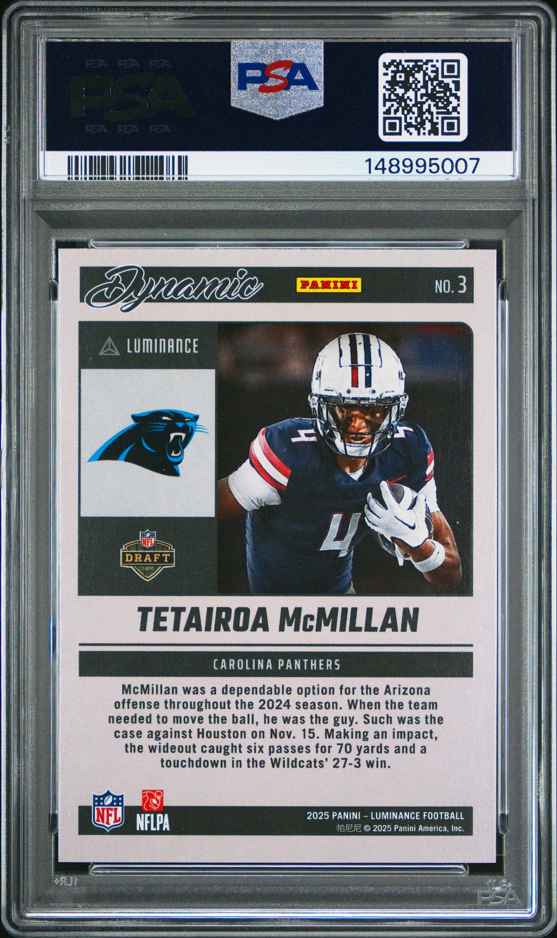 2025 Panini Luminance Dynamic Rookies Tetairoa Mcmillan #3 Mint 9 back