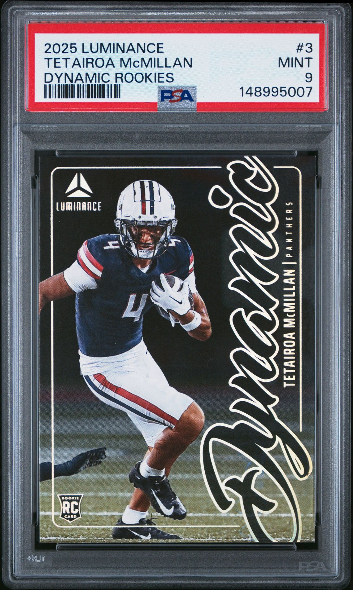 2025 Panini Luminance Dynamic Rookies Tetairoa Mcmillan #3 Mint 9 front