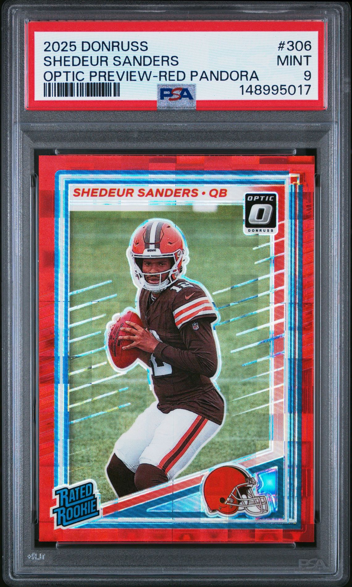 2025 Panini Donruss Shedeur Sanders #306 (Optic Preview-Red Pandora) Mint 9 front
