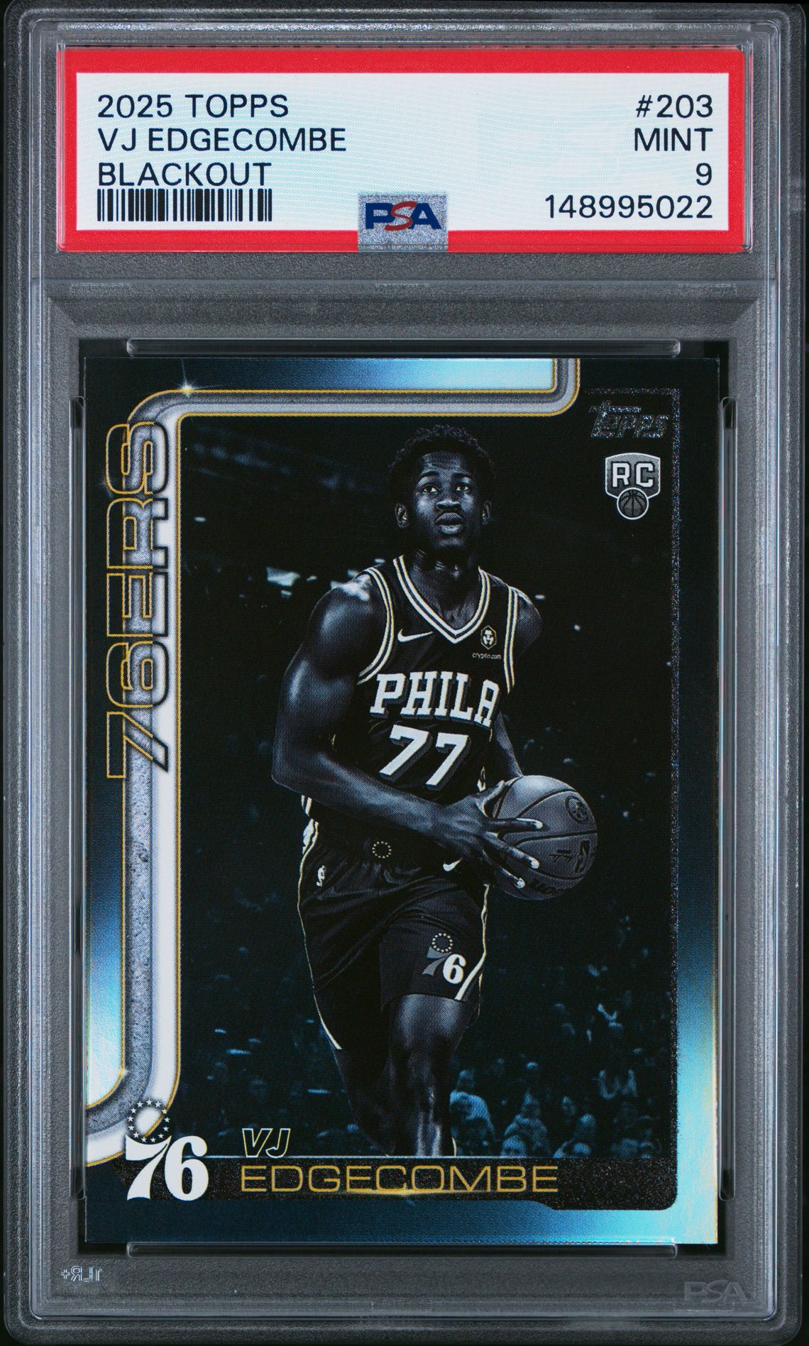 2025 Topps Vj Edgecombe #203 (Blackout) Mint 9 front