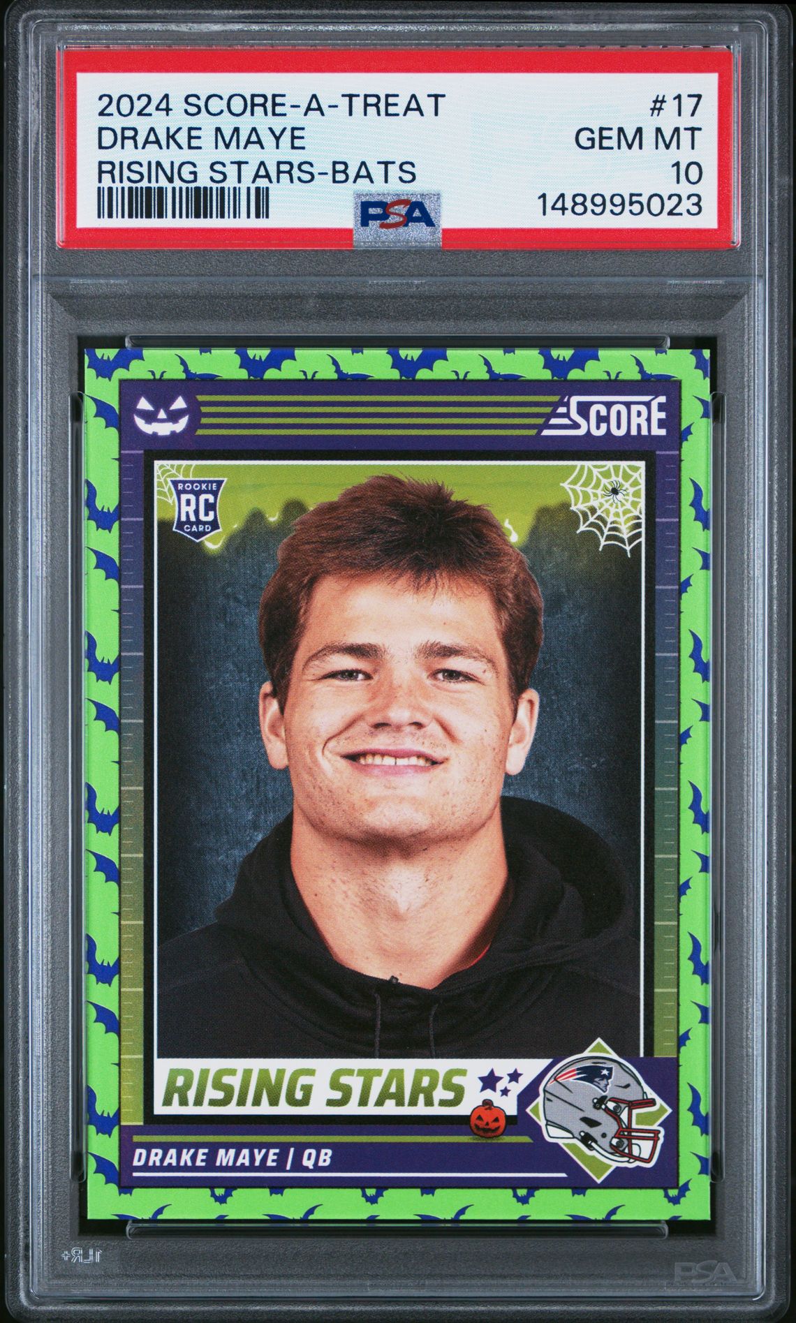 2024 Panini Score-A-Treat Rising Stars Drake Maye #17 (Rising Stars-Bats) Gem Mt 10 front view - PSA graded GEM MT 10