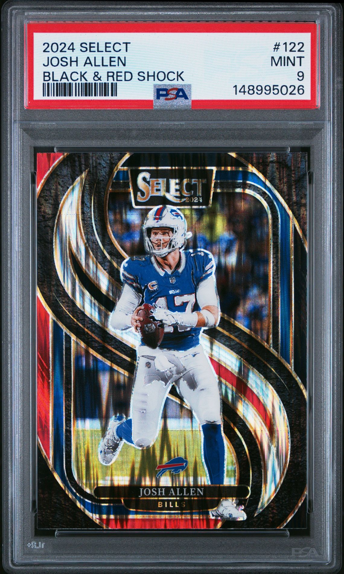2024 Panini Select Josh Allen #122 (Black & Red Shock) Mint 9 front