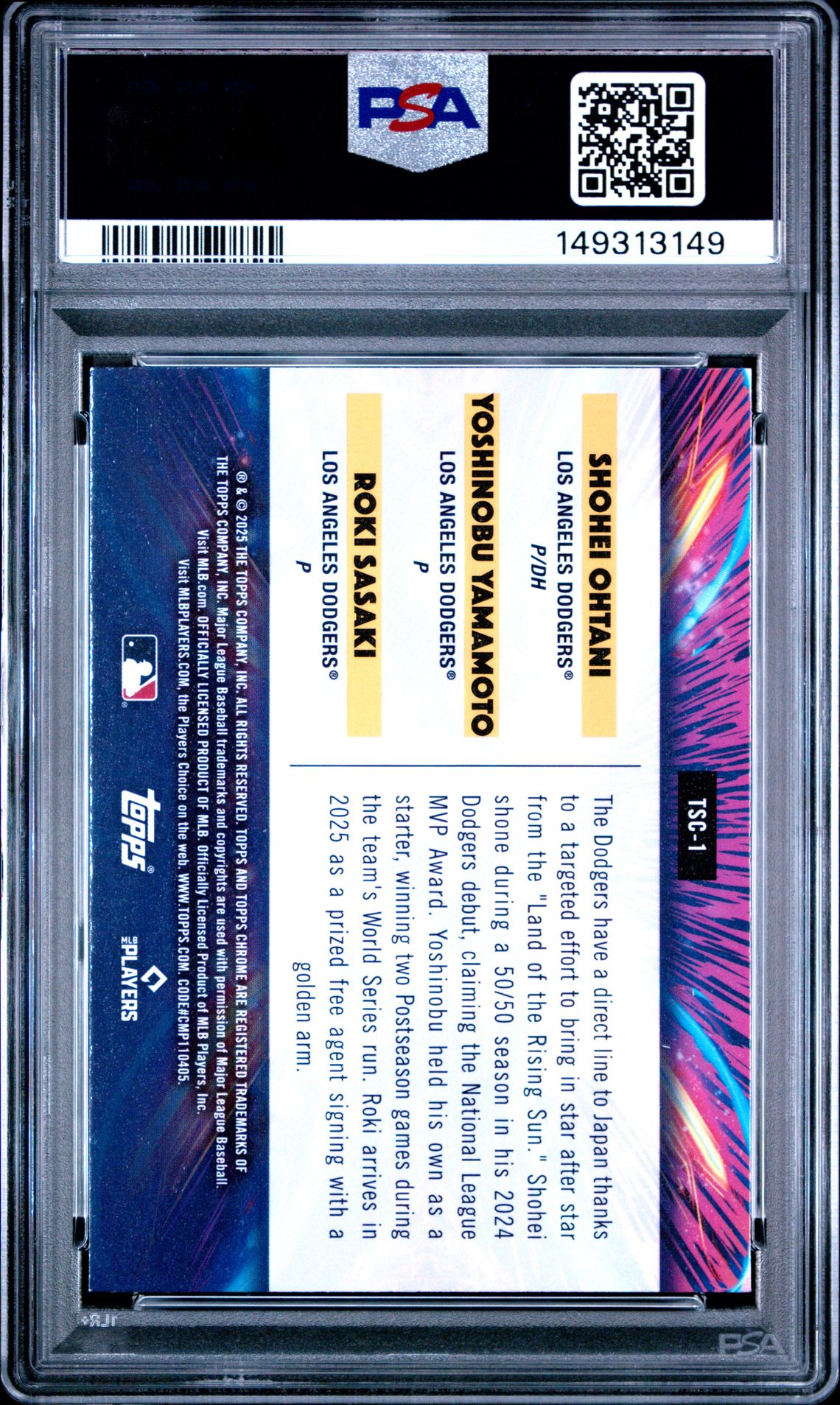 2025 Topps Cosmic Chrome Triple Star Clusters Ohtani/Yamamt/Sasaki #1 Mint 9 back