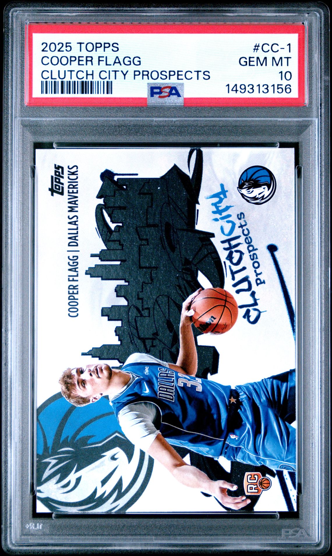 2025 Topps Clutch City Prospects Cooper Flagg #Cc-1 Gem Mt 10 front view - PSA graded GEM MT 10