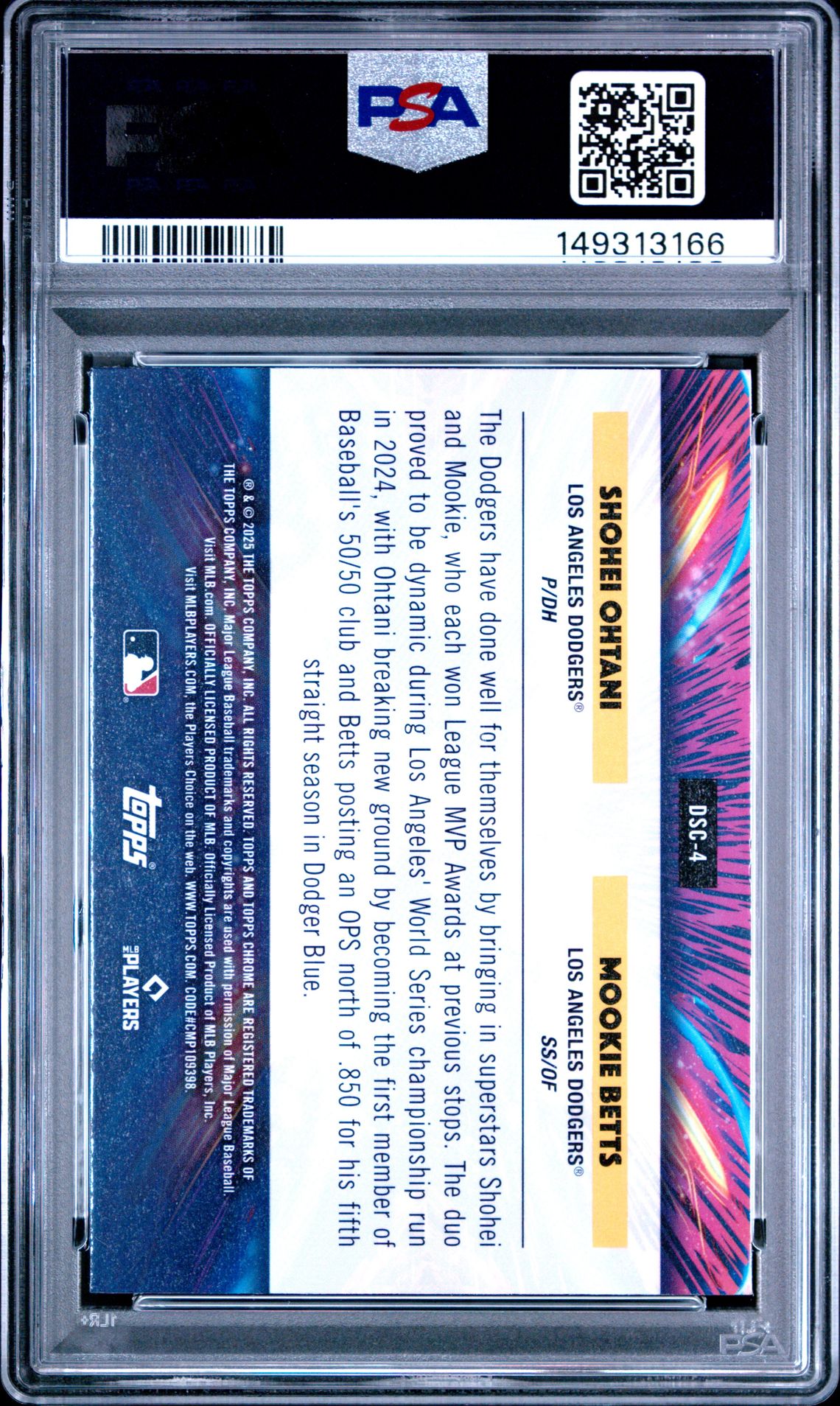 2025 Topps Cosmic Chrome Dual Star Clusters Ohtani/Betts #4 Gem Mt 10 back