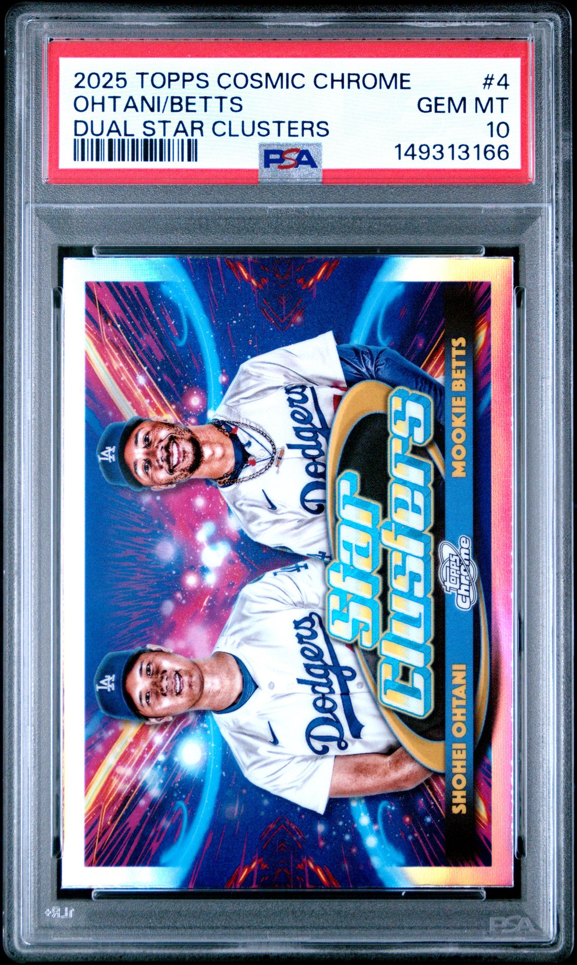 2025 Topps Cosmic Chrome Dual Star Clusters Ohtani/Betts #4 Gem Mt 10 front
