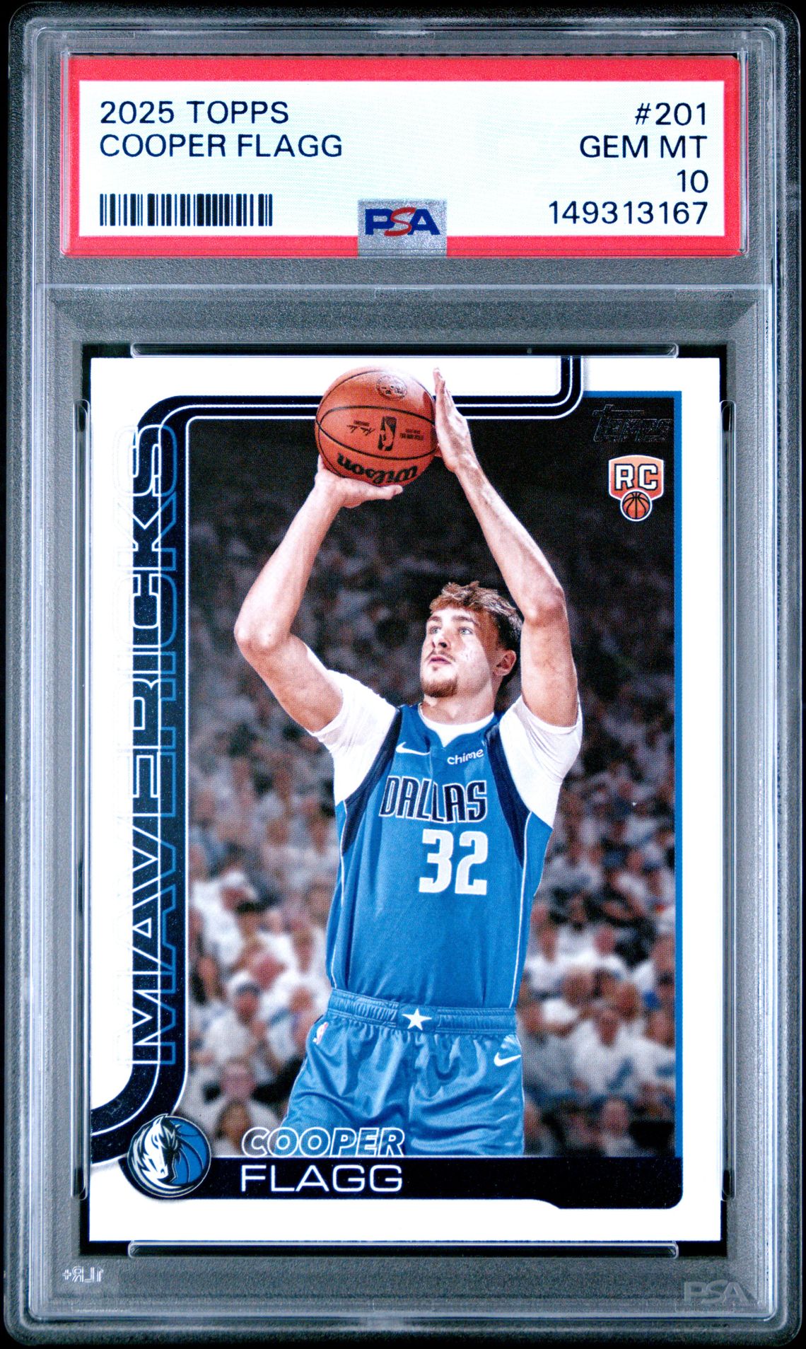 2025 Topps Cooper Flagg #201 Gem Mt 10 front view - PSA graded GEM MT 10