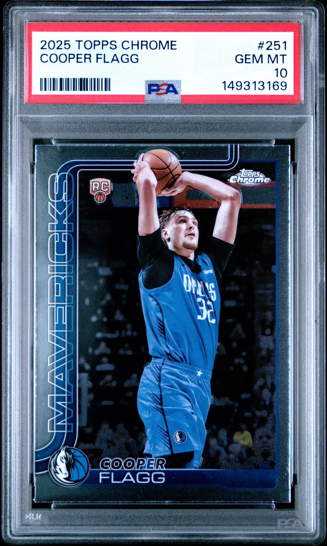 2025 Topps Chrome Cooper Flagg #251 Gem Mt 10 front view - PSA graded GEM MT 10