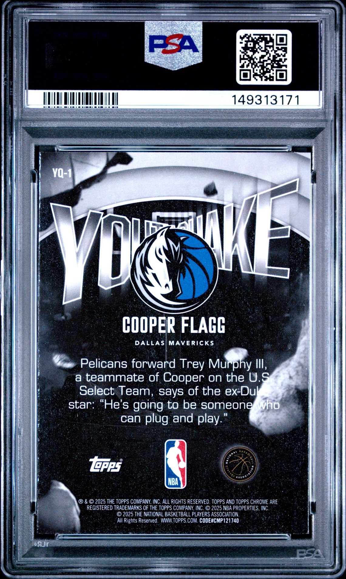 2025 Topps Chrome Youthquake Cooper Flagg #Yq-1 Mint 9 back