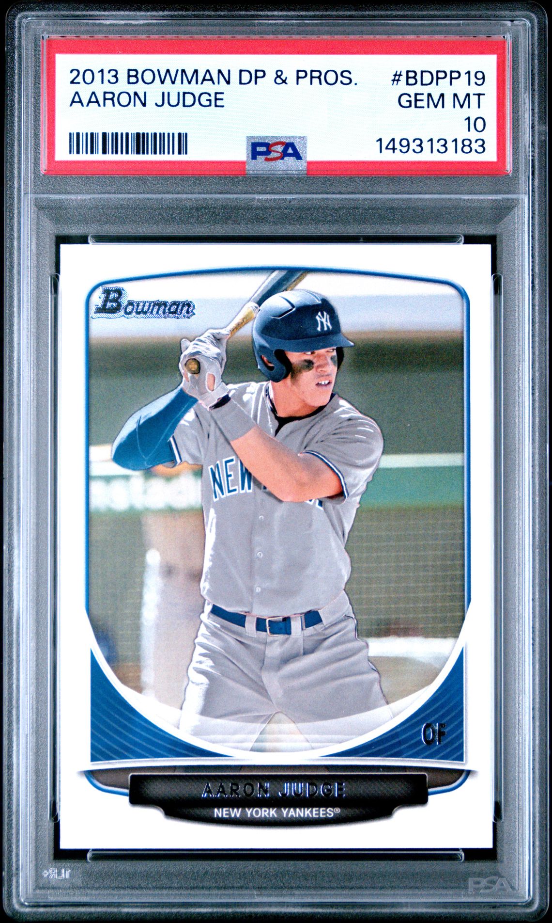 2013 Bowman Draft Picks & Prospects Aaron Judge #Bdpp19 Gem Mt 10 front view - PSA graded GEM MT 10
