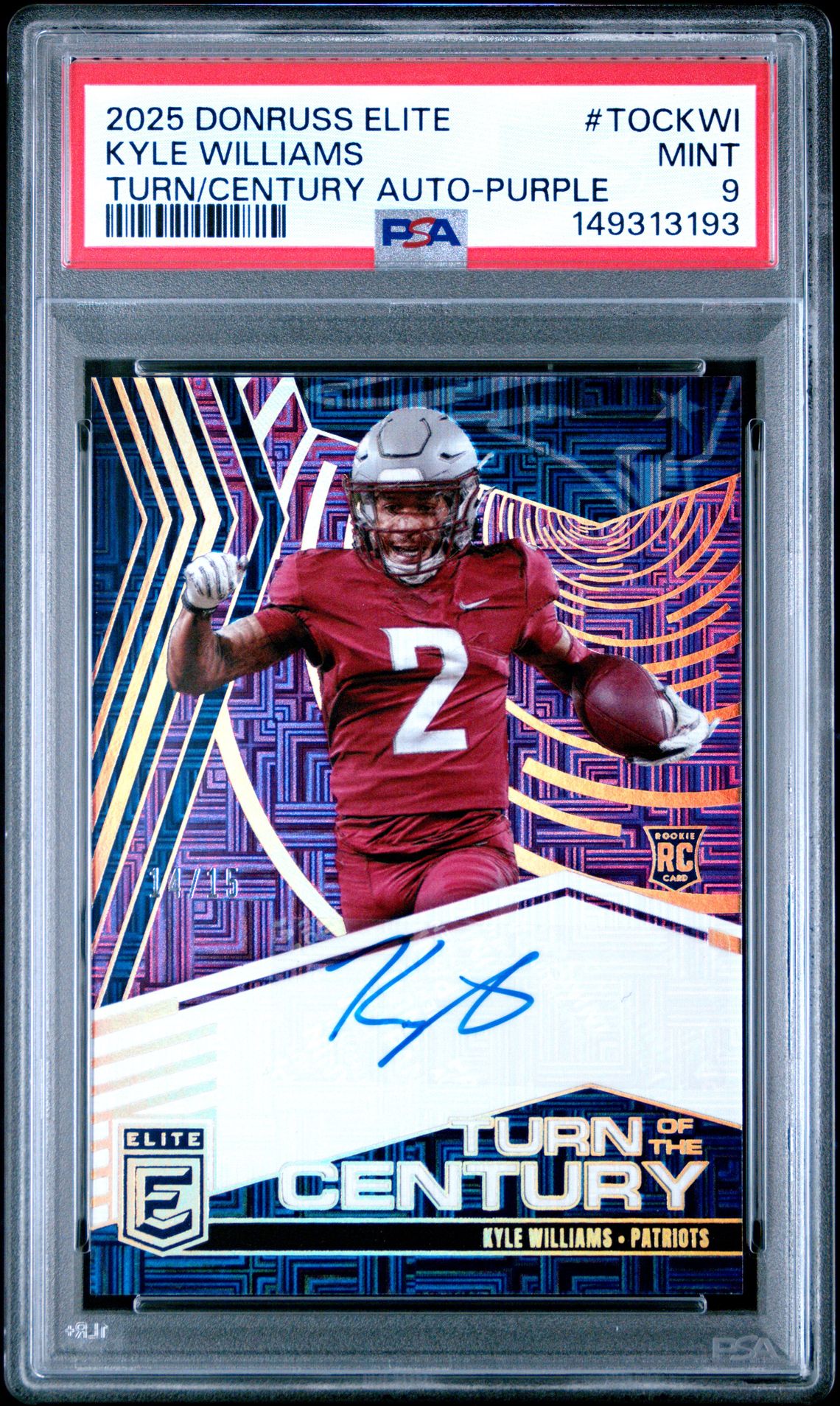 2025 Panini Donruss Elite Turn Of The Century Autographs Kyle Williams #Tockwi (Turn/Century Auto-Purple) Mint 9 front