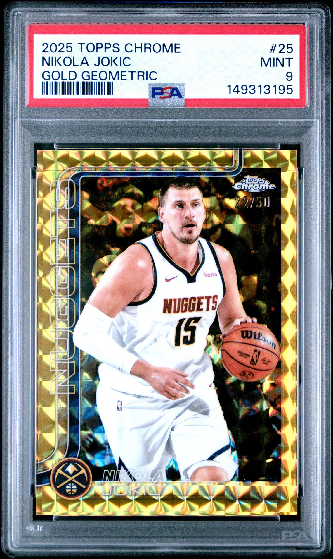 2025 Topps Chrome Nikola Jokic #25 (Gold Geometric) Mint 9 front