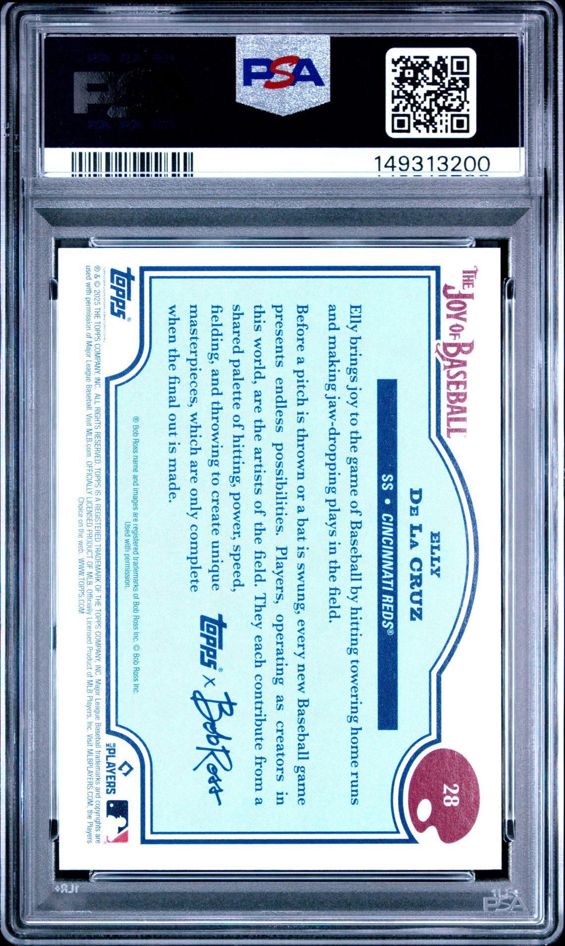 2025 Topps X Bob Ross The Joy Of Baseball Elly De La Cruz #28 (Paint Splatter) Nm-Mt 8 back