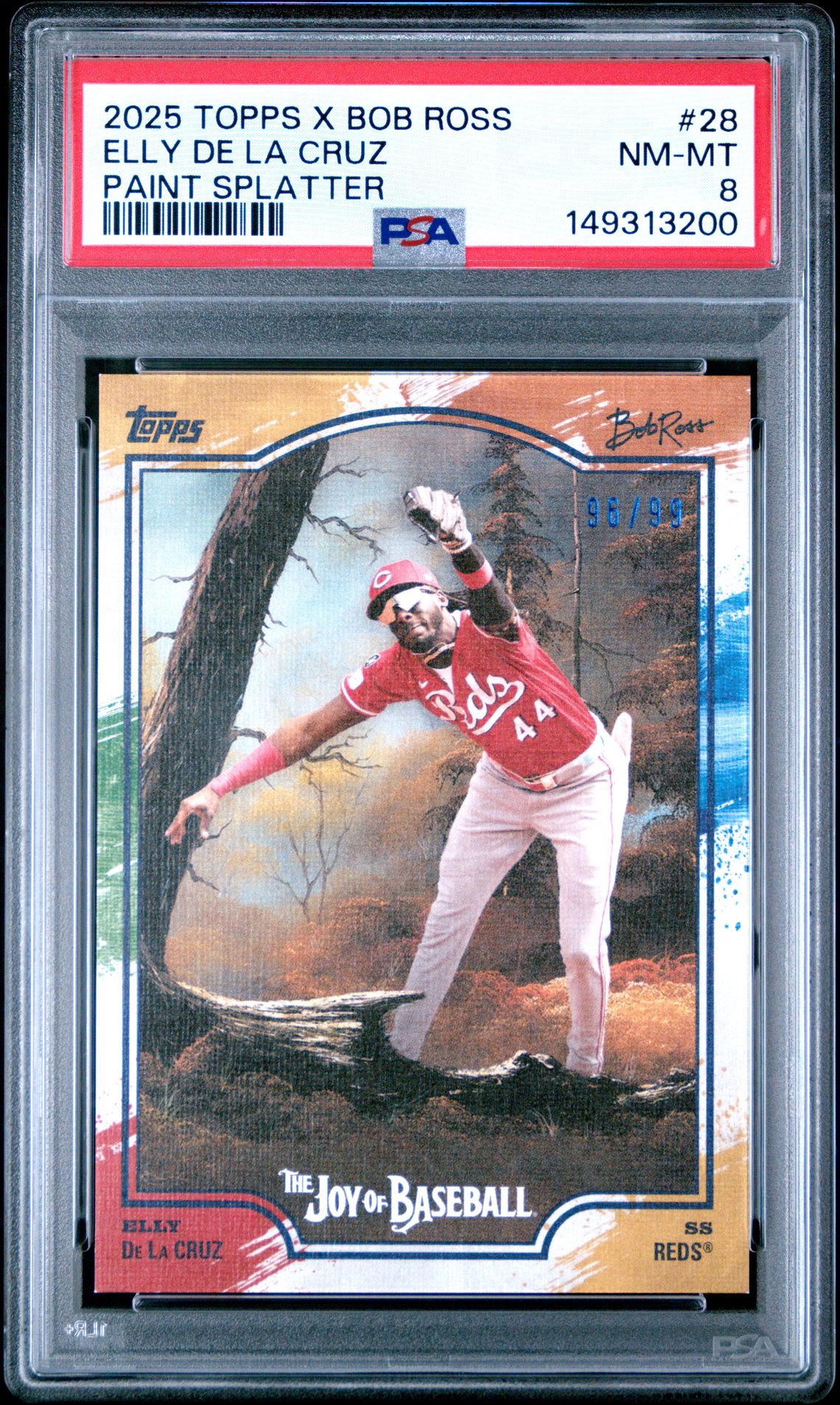 2025 Topps X Bob Ross The Joy Of Baseball Elly De La Cruz #28 (Paint Splatter) Nm-Mt 8 front