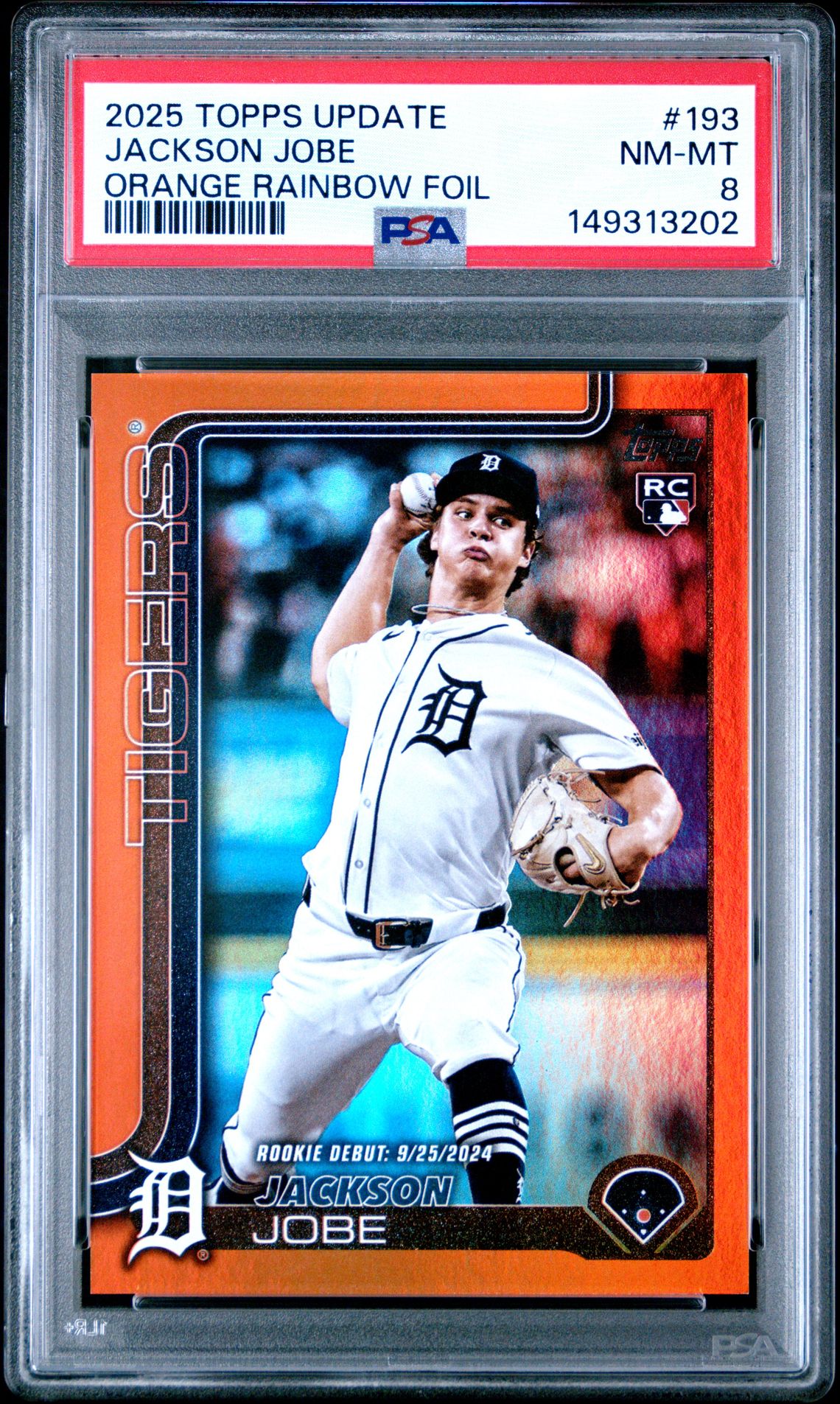 2025 Topps Update Jackson Jobe #193 (Orange Rainbow Foil) Nm-Mt 8 front