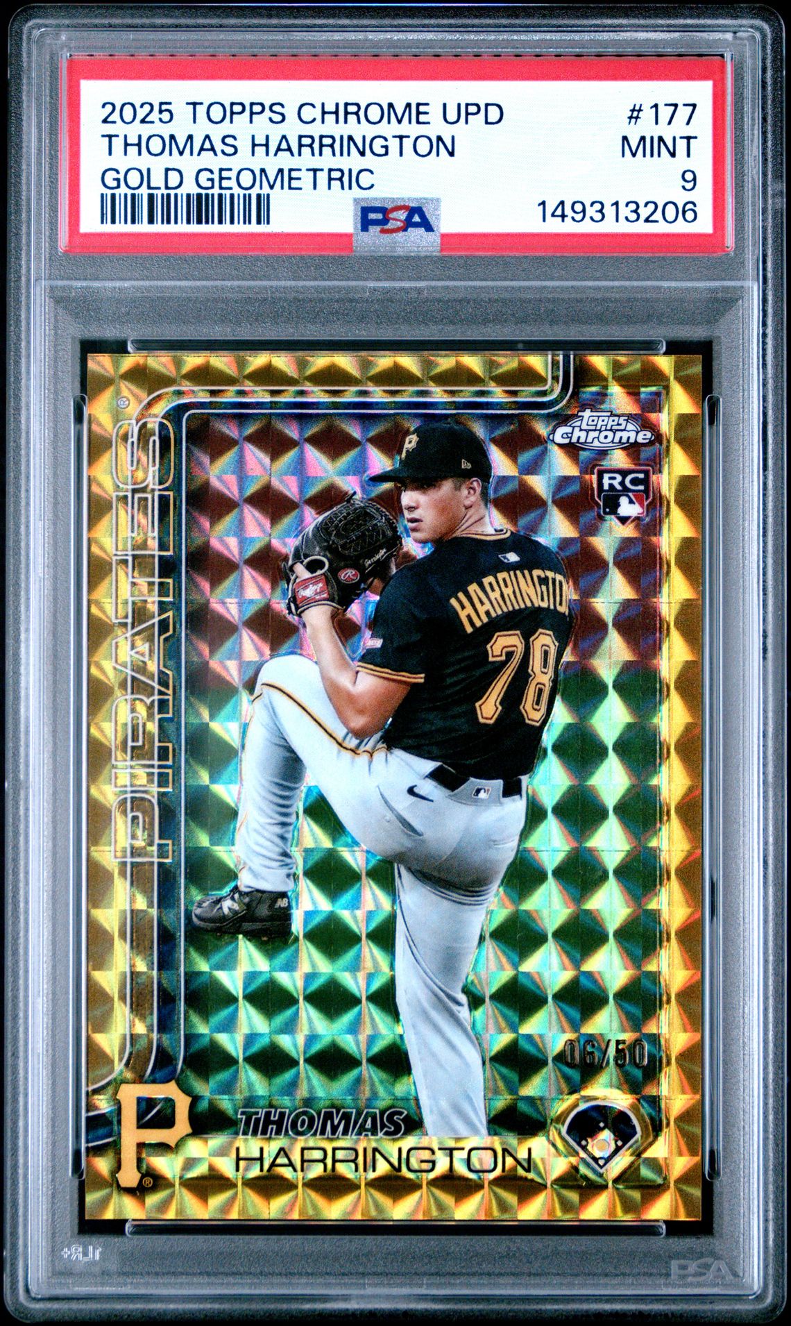2025 Topps Chrome Update Thomas Harrington #177 (Gold Geometric) Mint 9 front