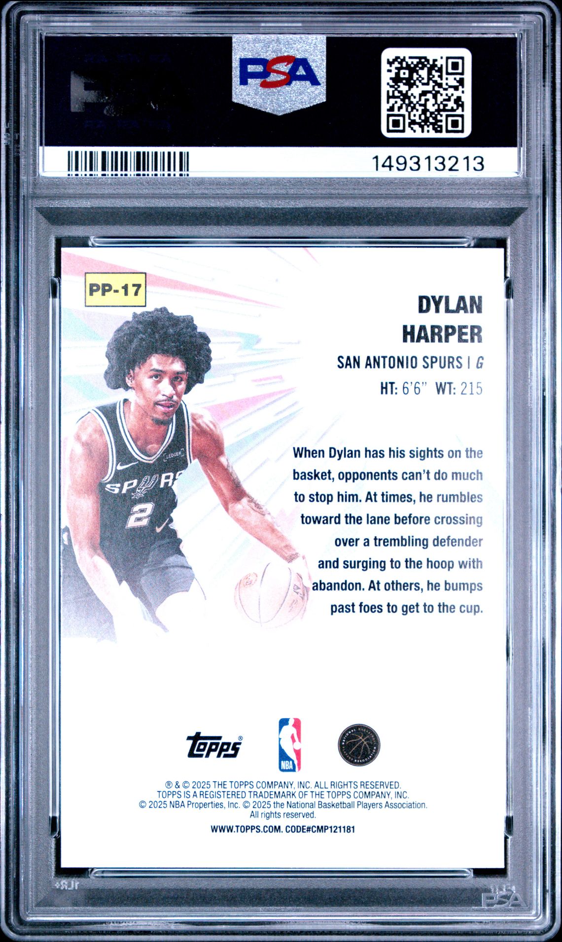 2025 Topps Power Players Dylan Harper #Pp-17 Gem Mt 10 back view - PSA certificate #149313213