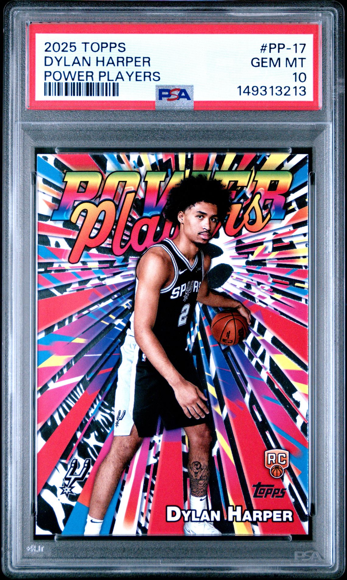 2025 Topps Power Players Dylan Harper #Pp-17 Gem Mt 10 front view - PSA graded GEM MT 10