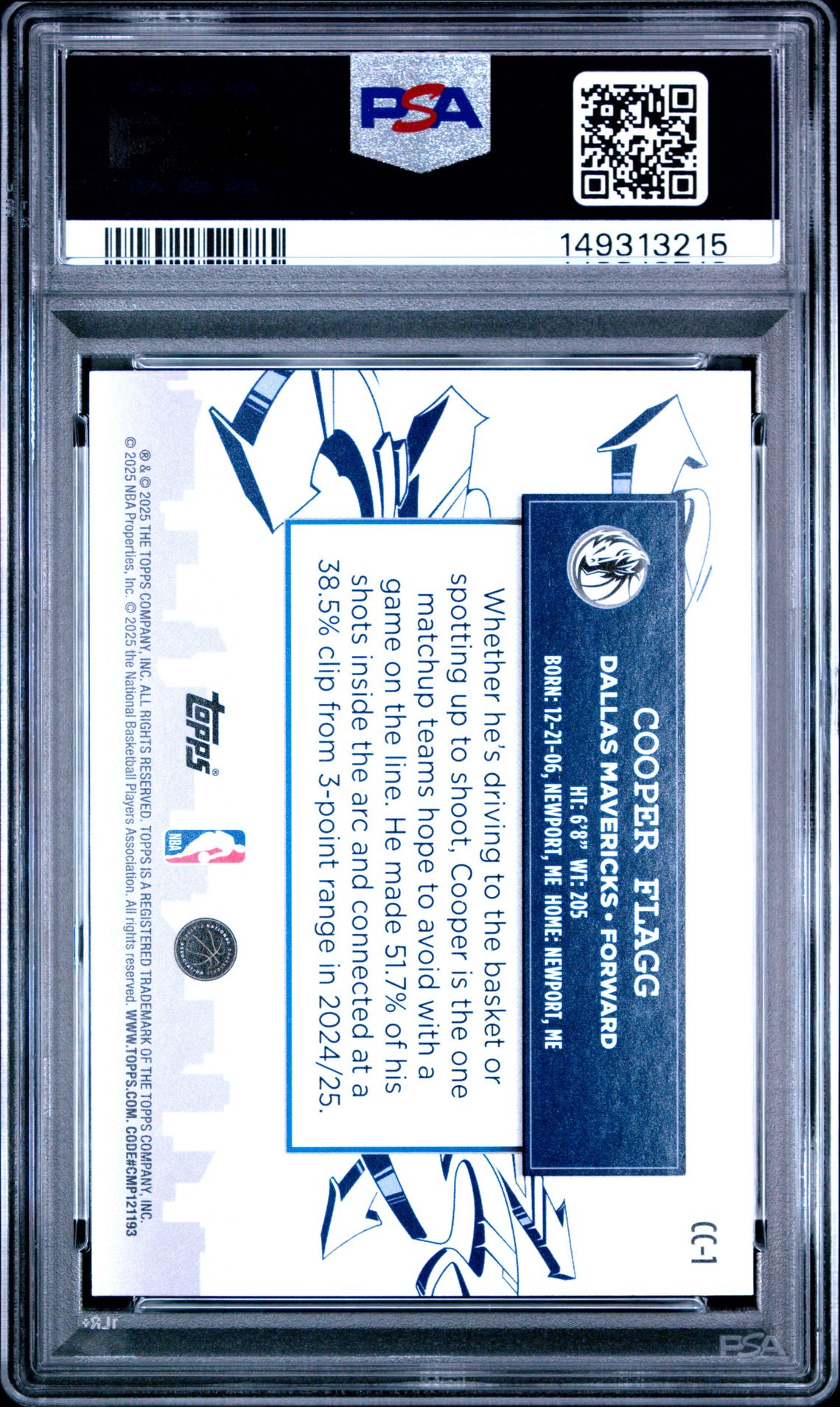 2025 Topps Clutch City Prospects Cooper Flagg #Cc-1 Nm-Mt 8 back