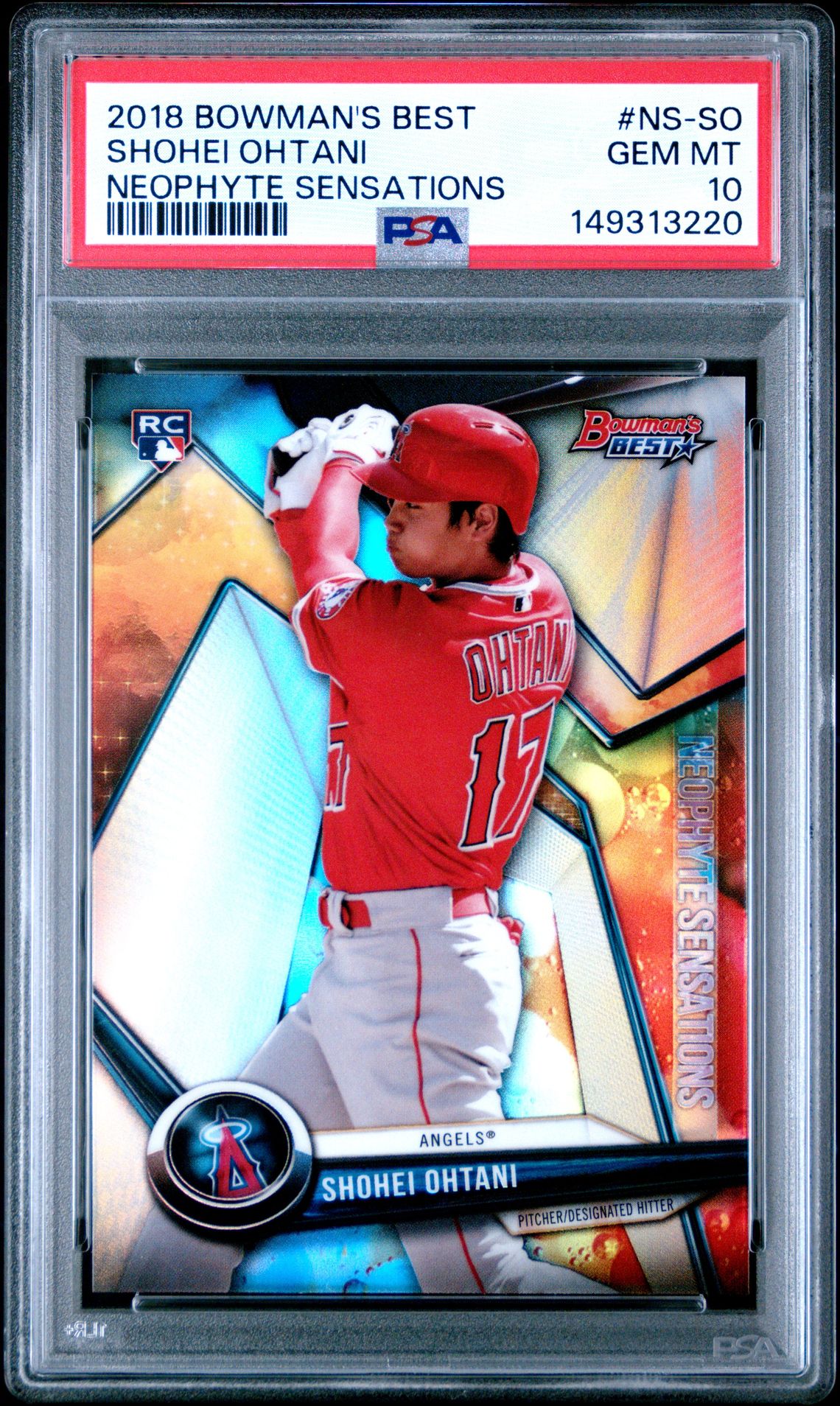 2018 Bowman's Best Neophyte Sensations Shohei Ohtani #Ns-So (Neophyte Sensations) Gem Mt 10 front view - PSA graded GEM MT 10